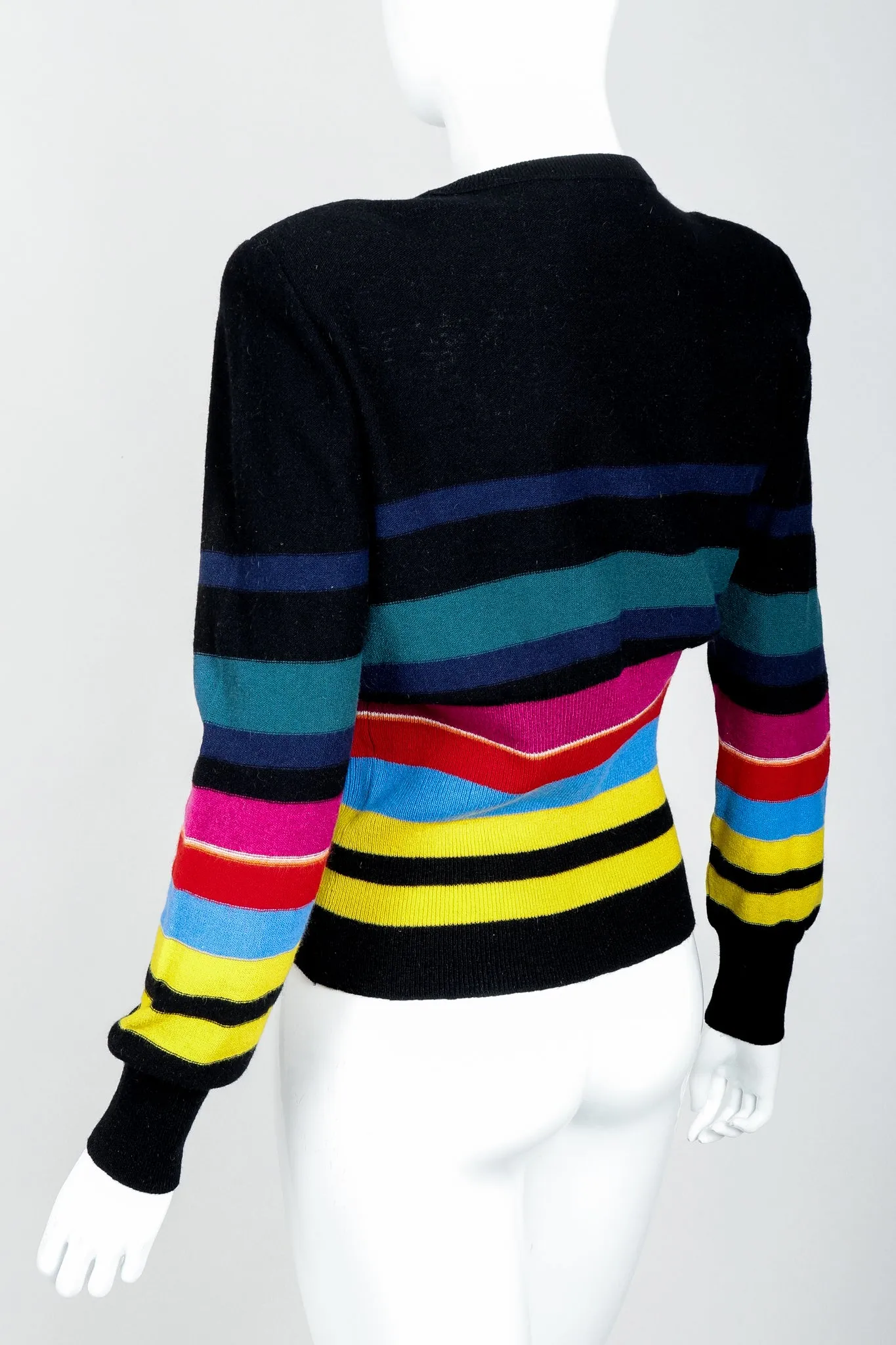 Rainbow Striped Knit Bow Sweater