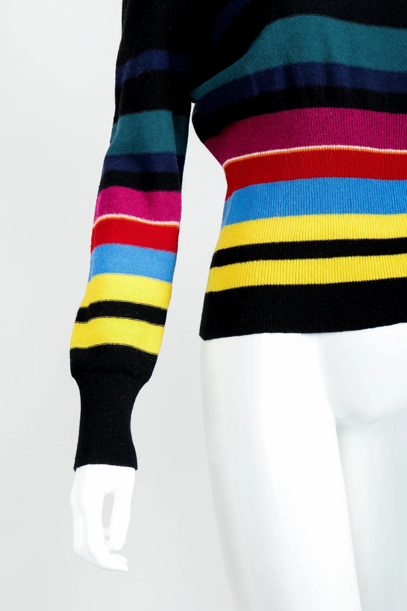 Rainbow Striped Knit Bow Sweater