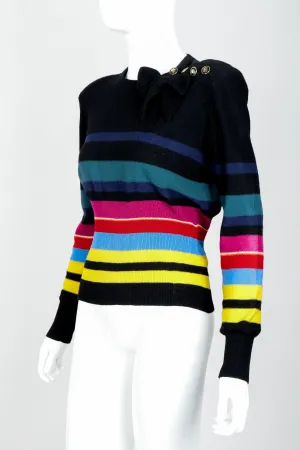 Rainbow Striped Knit Bow Sweater