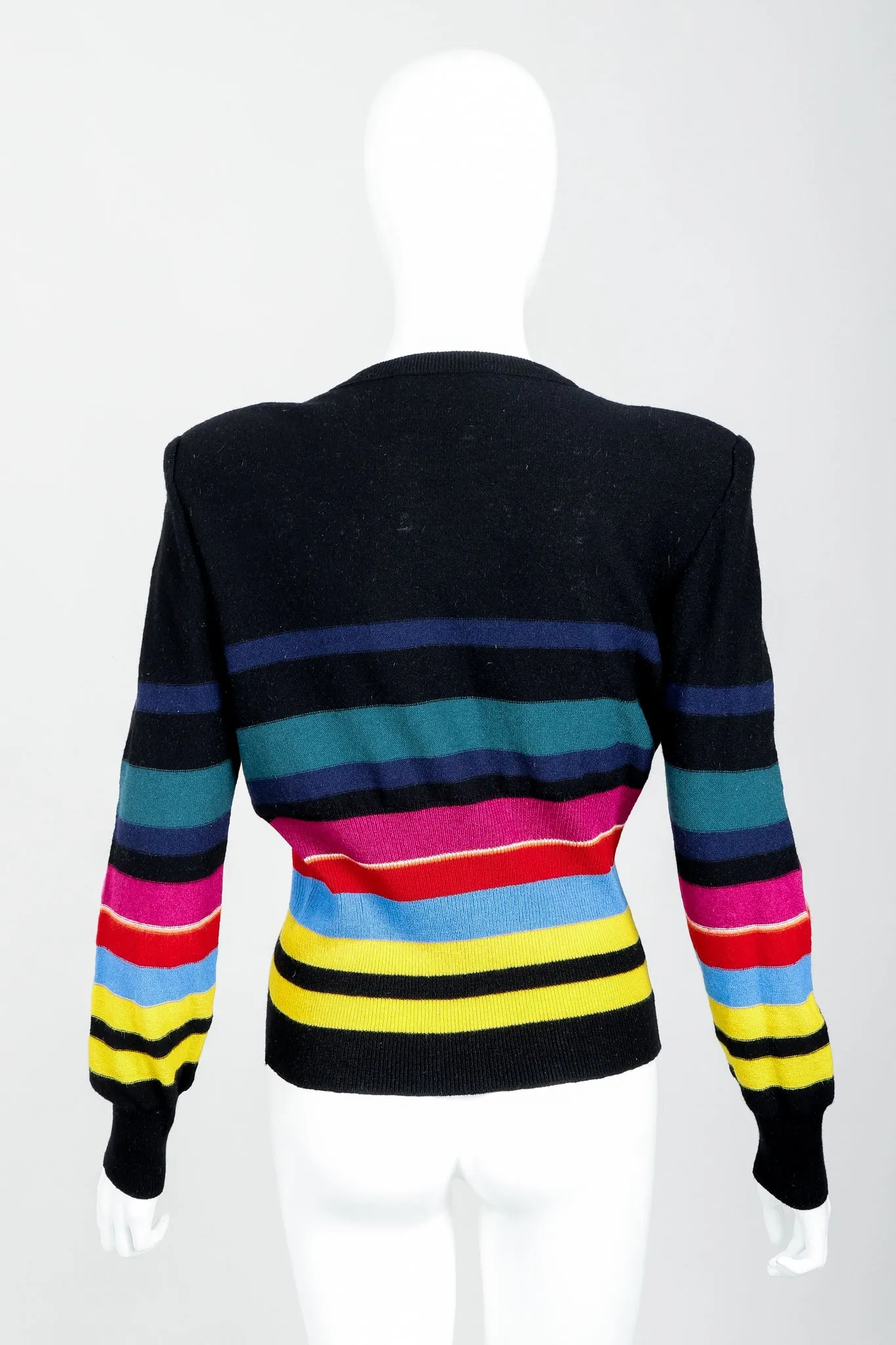 Rainbow Striped Knit Bow Sweater