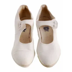 RARE KEDS Vesta Vintage Canvas Off White Heels Shoes Ladies 7-7.5  Rubber Soles