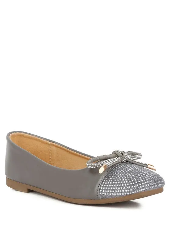 Rhinestone Embellished Toe Cap Ballerina Flat Shoes
