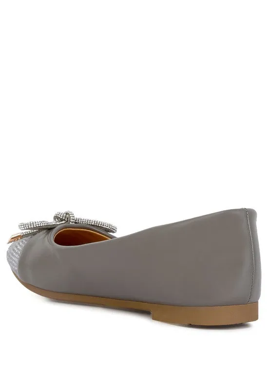 Rhinestone Embellished Toe Cap Ballerina Flat Shoes