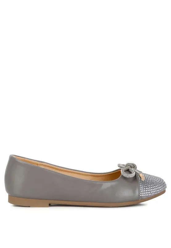 Rhinestone Embellished Toe Cap Ballerina Flat Shoes