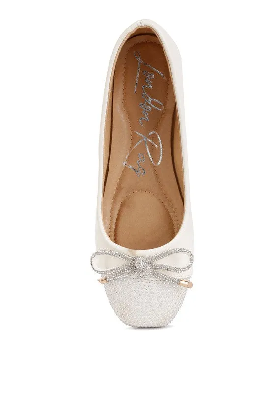 Rhinestone Embellished Toe Cap Ballerina Flat Shoes