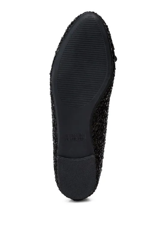 Ringo Black Sequin Embellished Ballet Flats