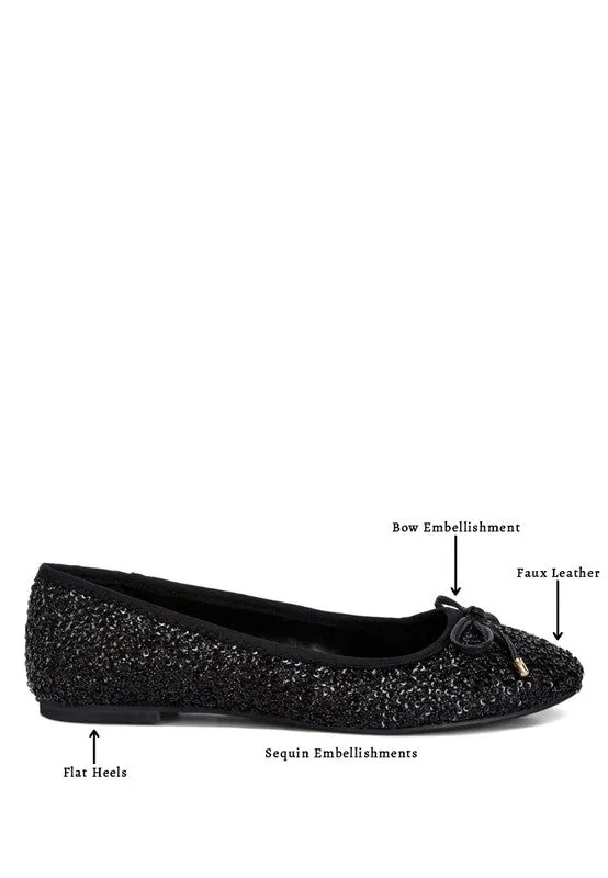 Ringo Black Sequin Embellished Ballet Flats