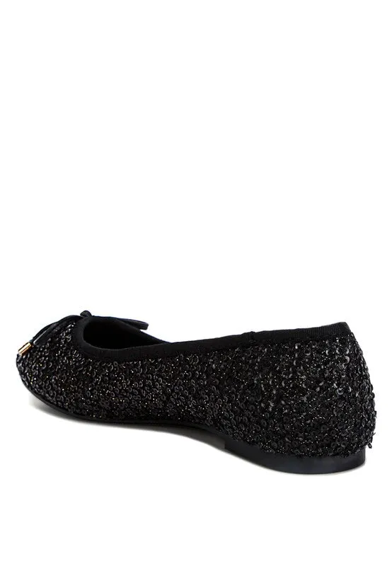 Ringo Black Sequin Embellished Ballet Flats