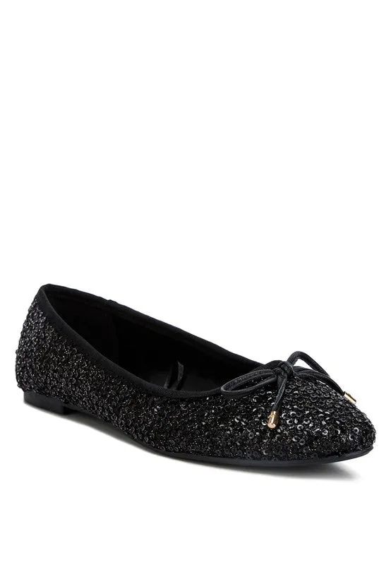 Ringo Black Sequin Embellished Ballet Flats