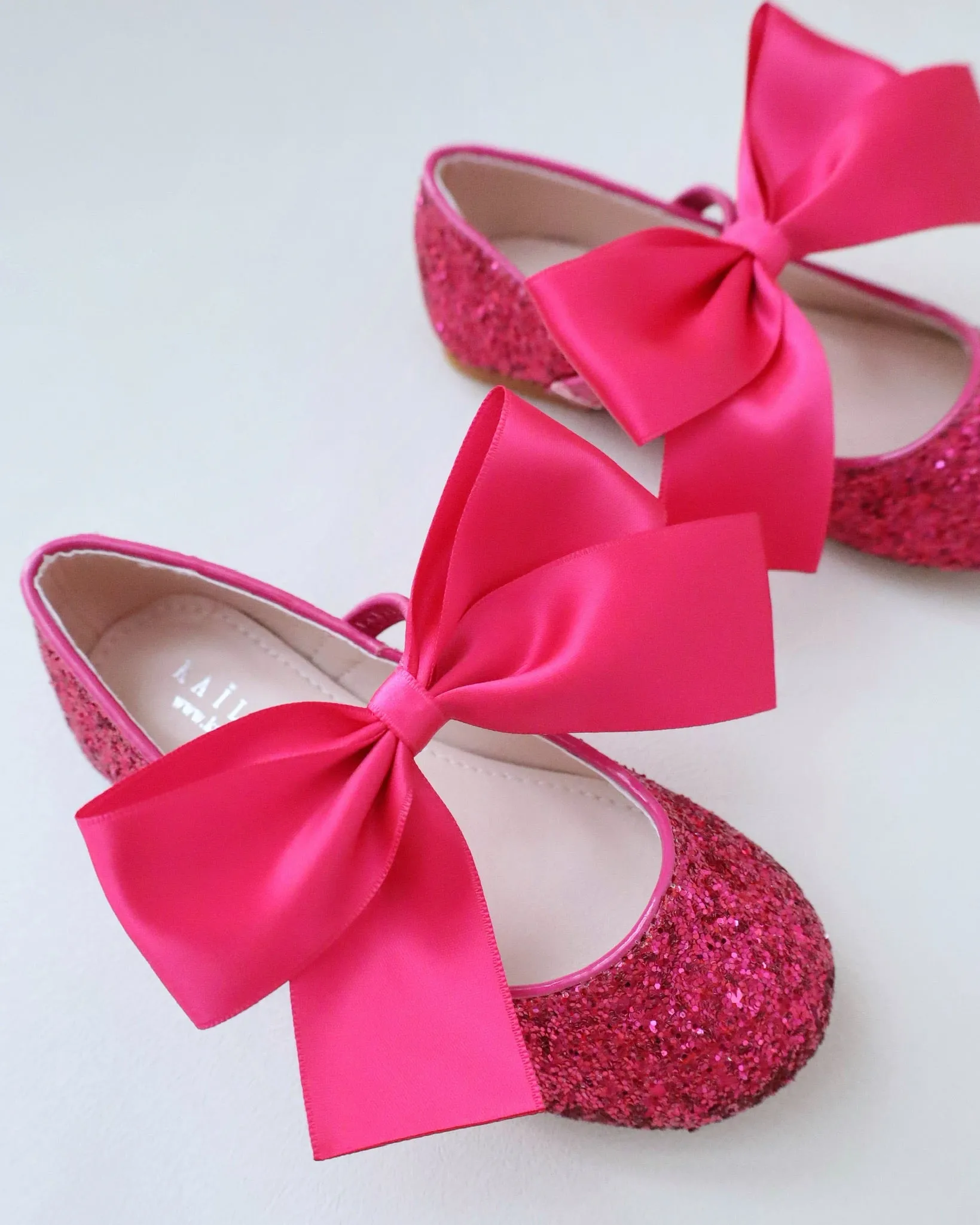Rock Glitter Mary Jane Ballet Flats with Satin Bow