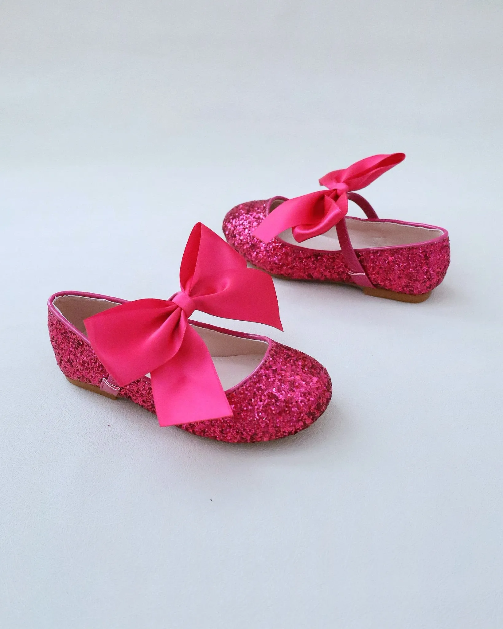 Rock Glitter Mary Jane Ballet Flats with Satin Bow