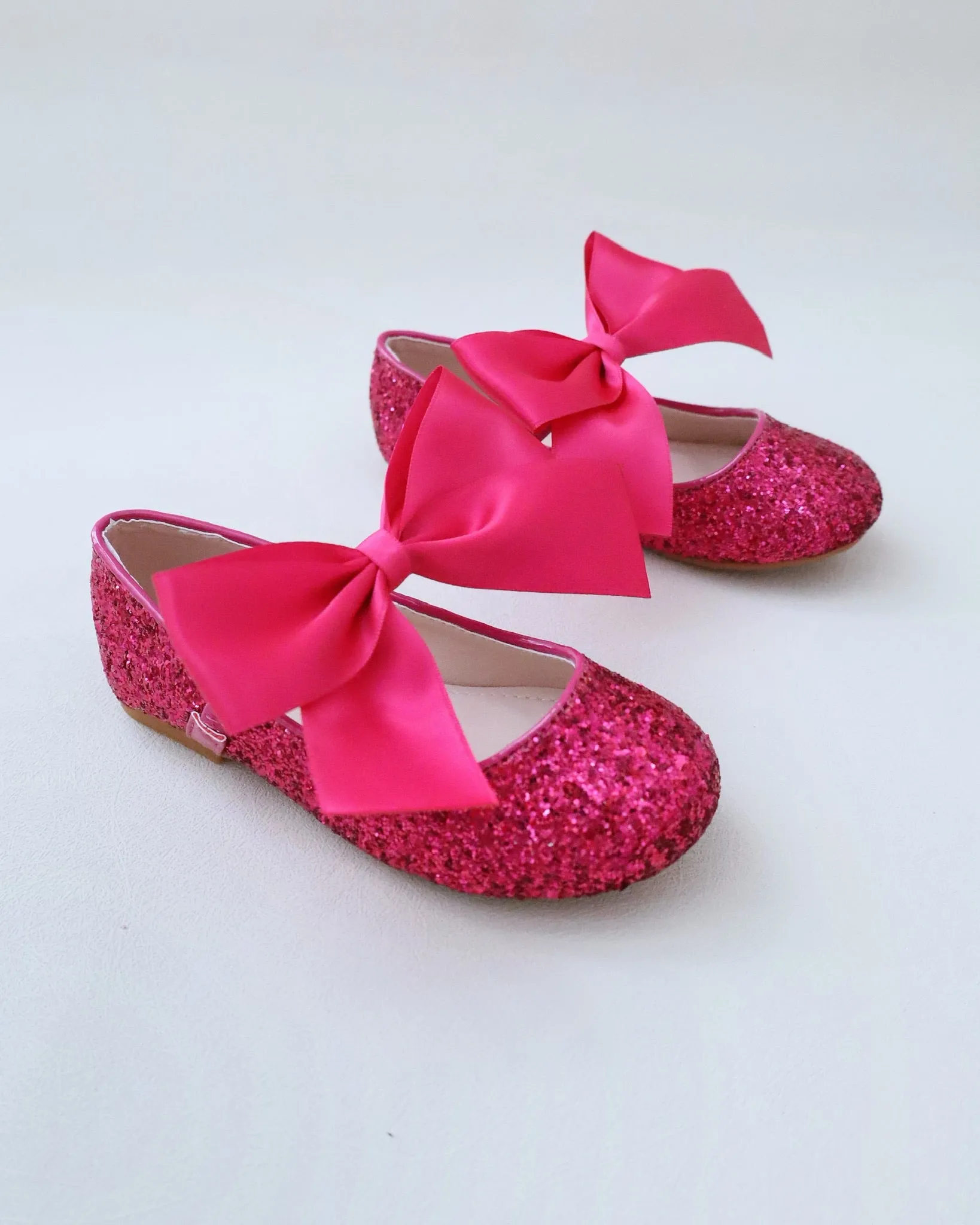 Rock Glitter Mary Jane Ballet Flats with Satin Bow