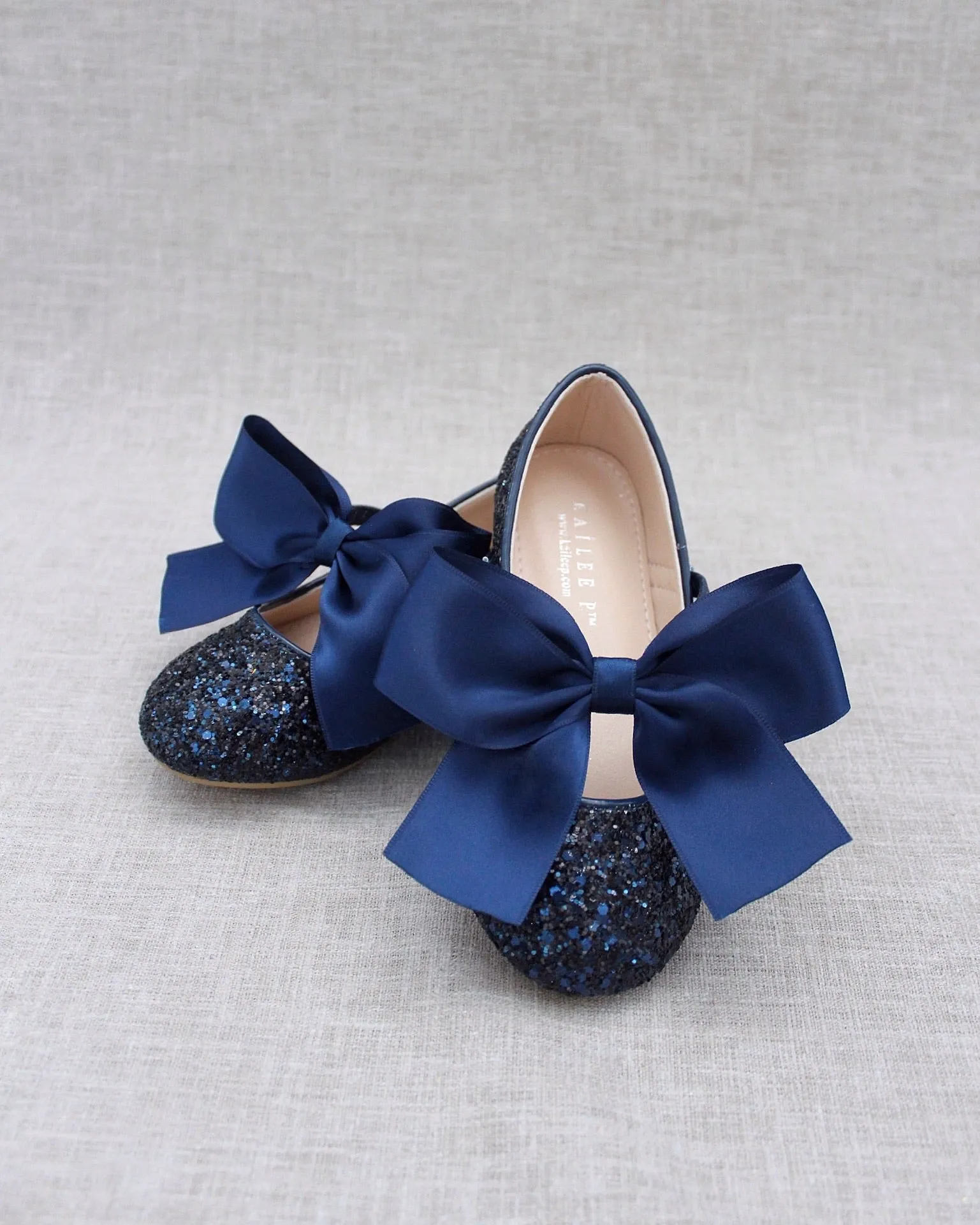 Rock Glitter Mary Jane Flats with Satin Bow