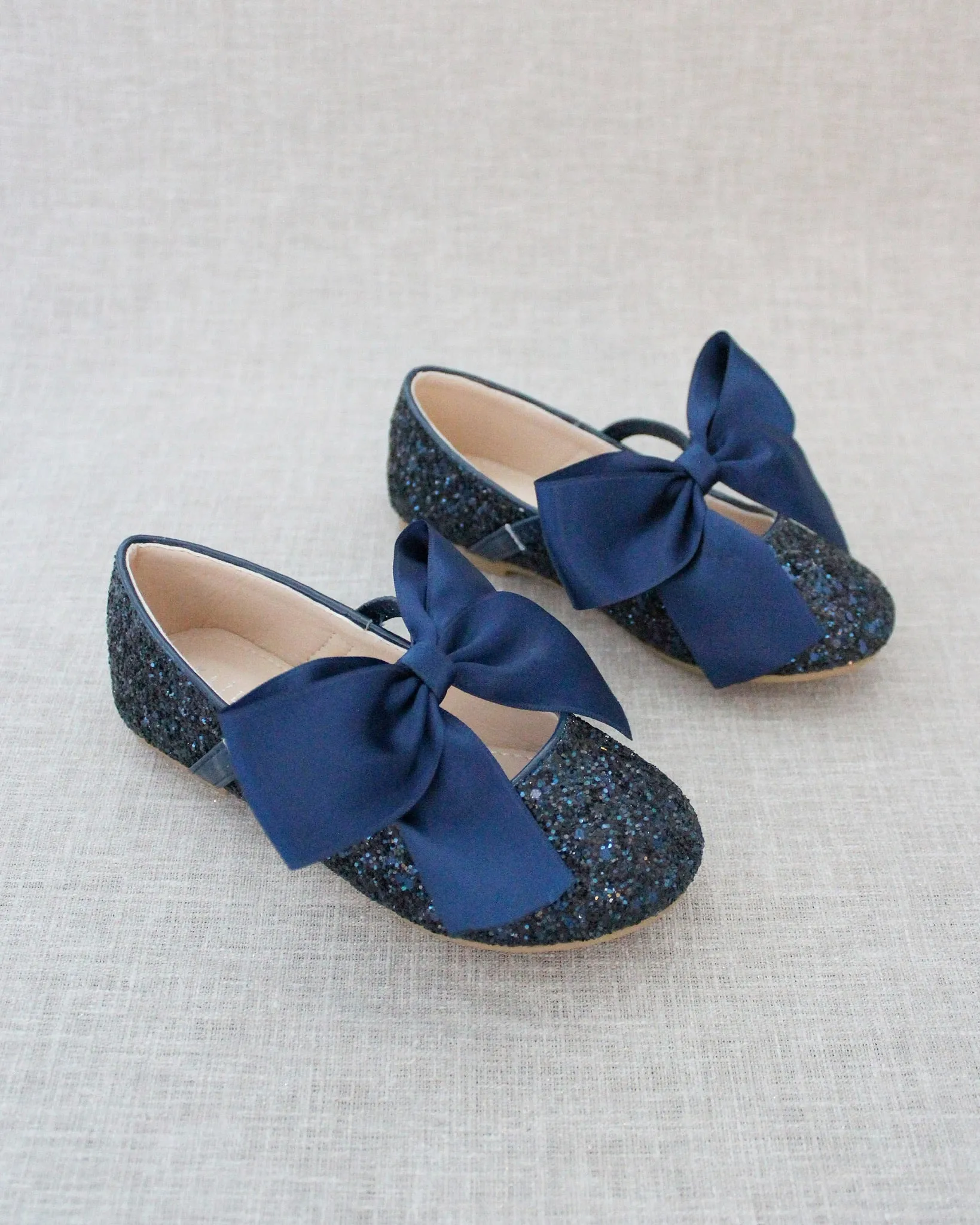 Rock Glitter Mary Jane Flats with Satin Bow