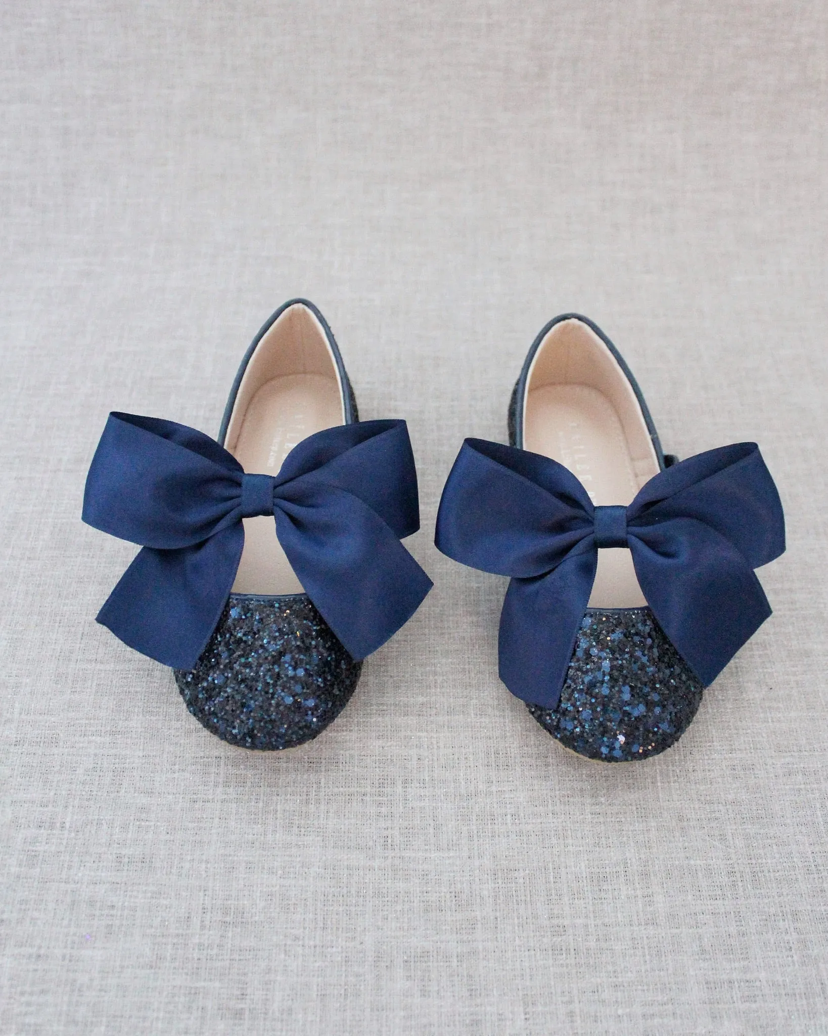 Rock Glitter Mary Jane Flats with Satin Bow