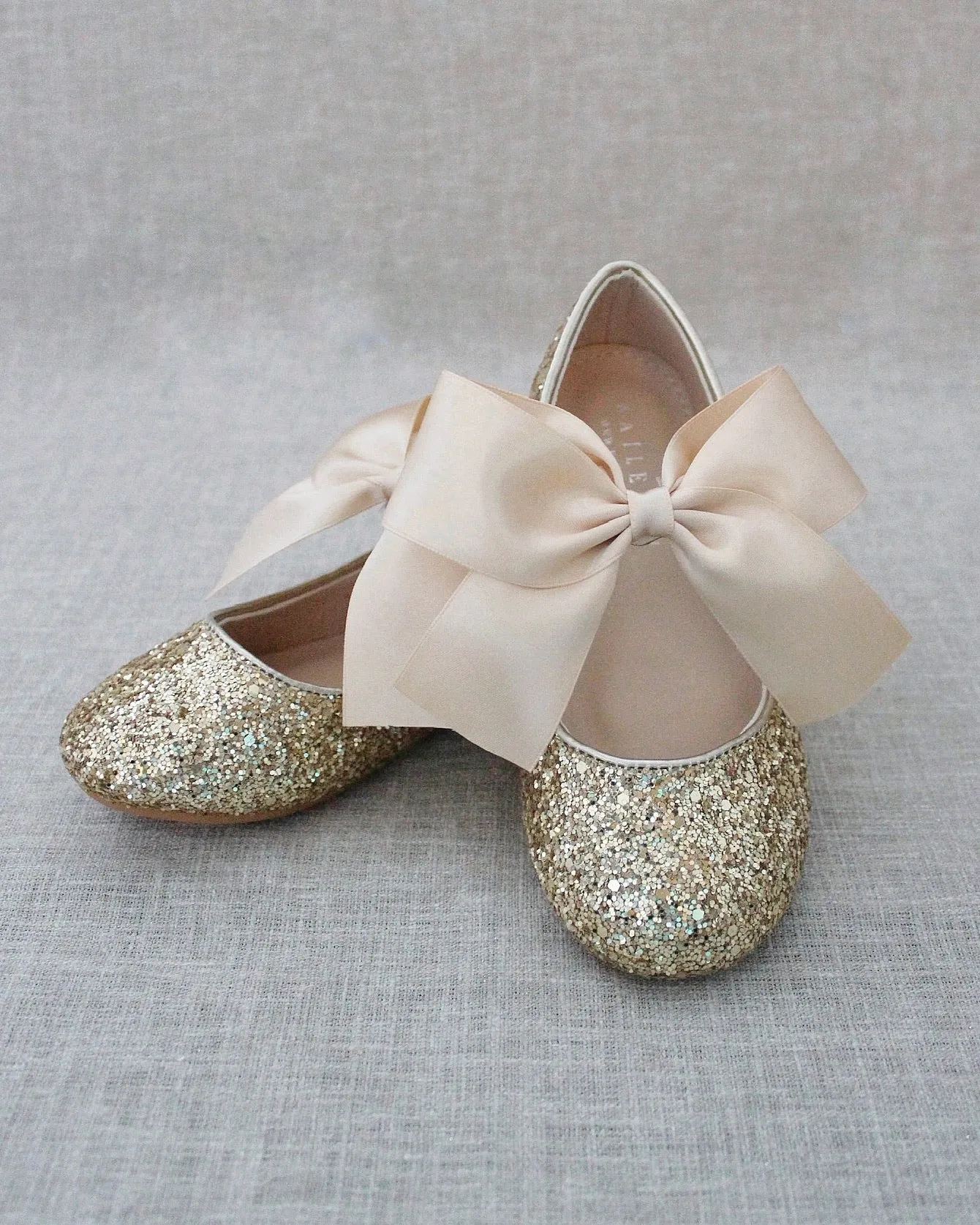 Rock Glitter Maryjane Flats with Satin Bow