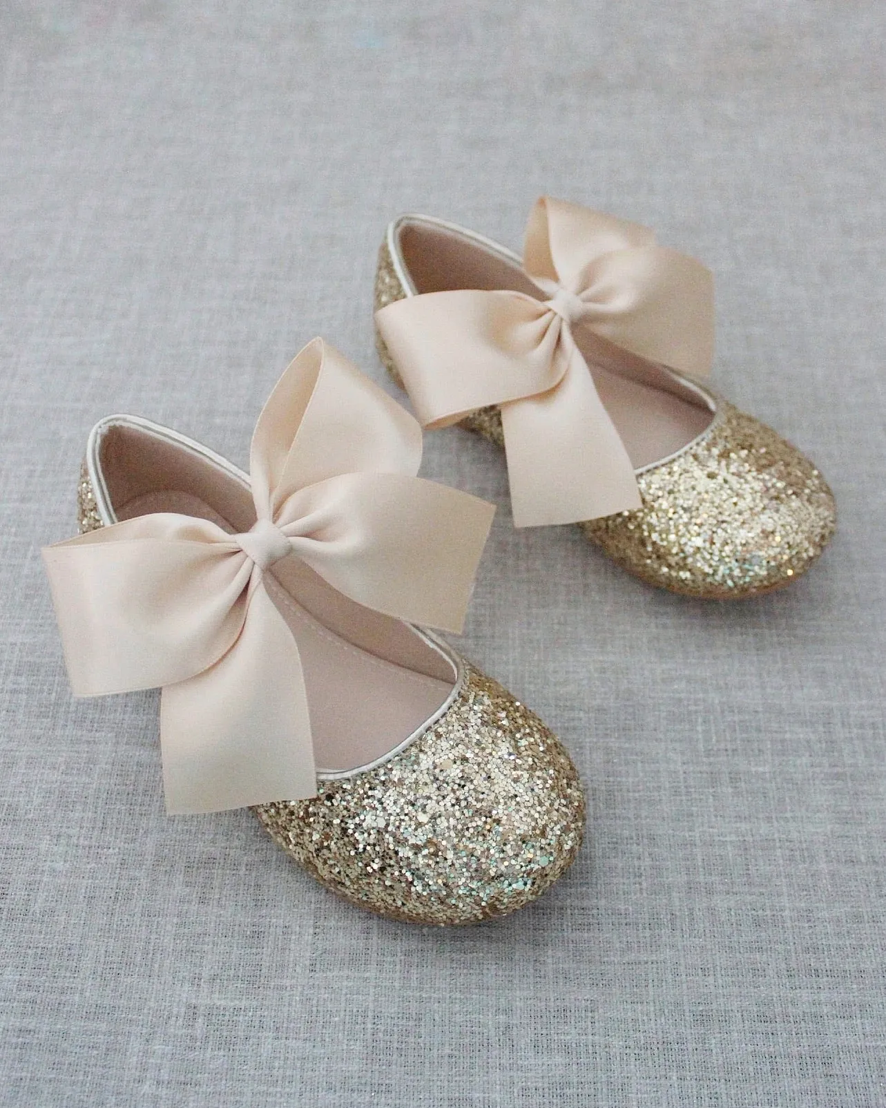 Rock Glitter Maryjane Flats with Satin Bow