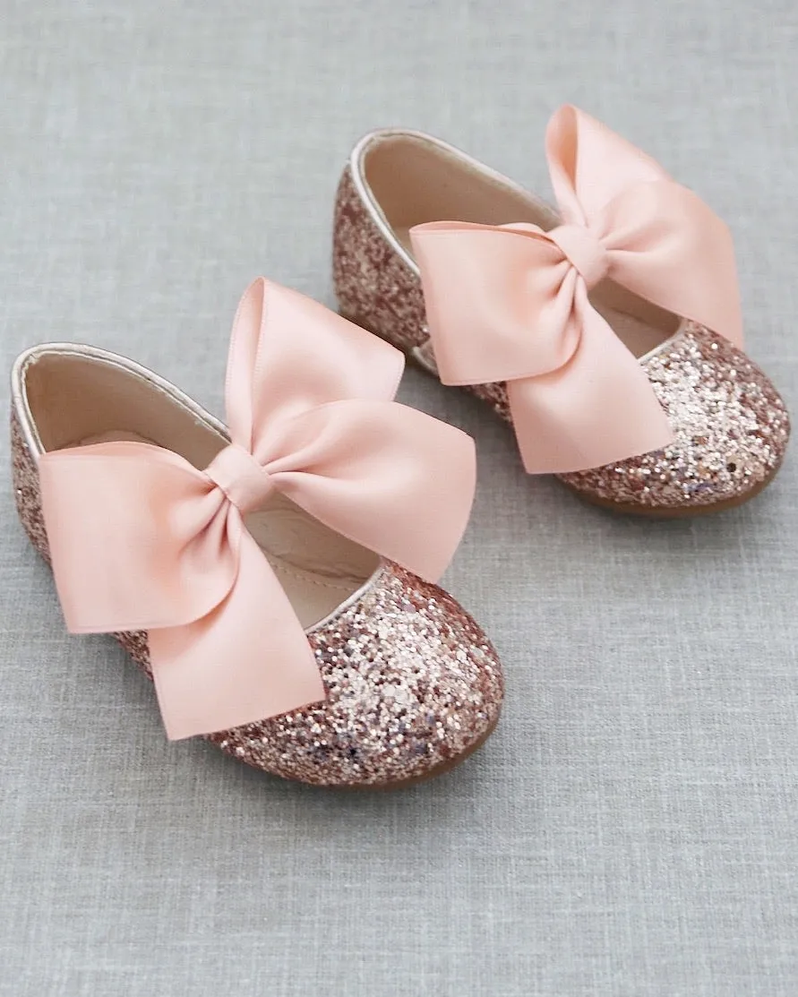 Rock Glitter Maryjane Flats with Satin Bow