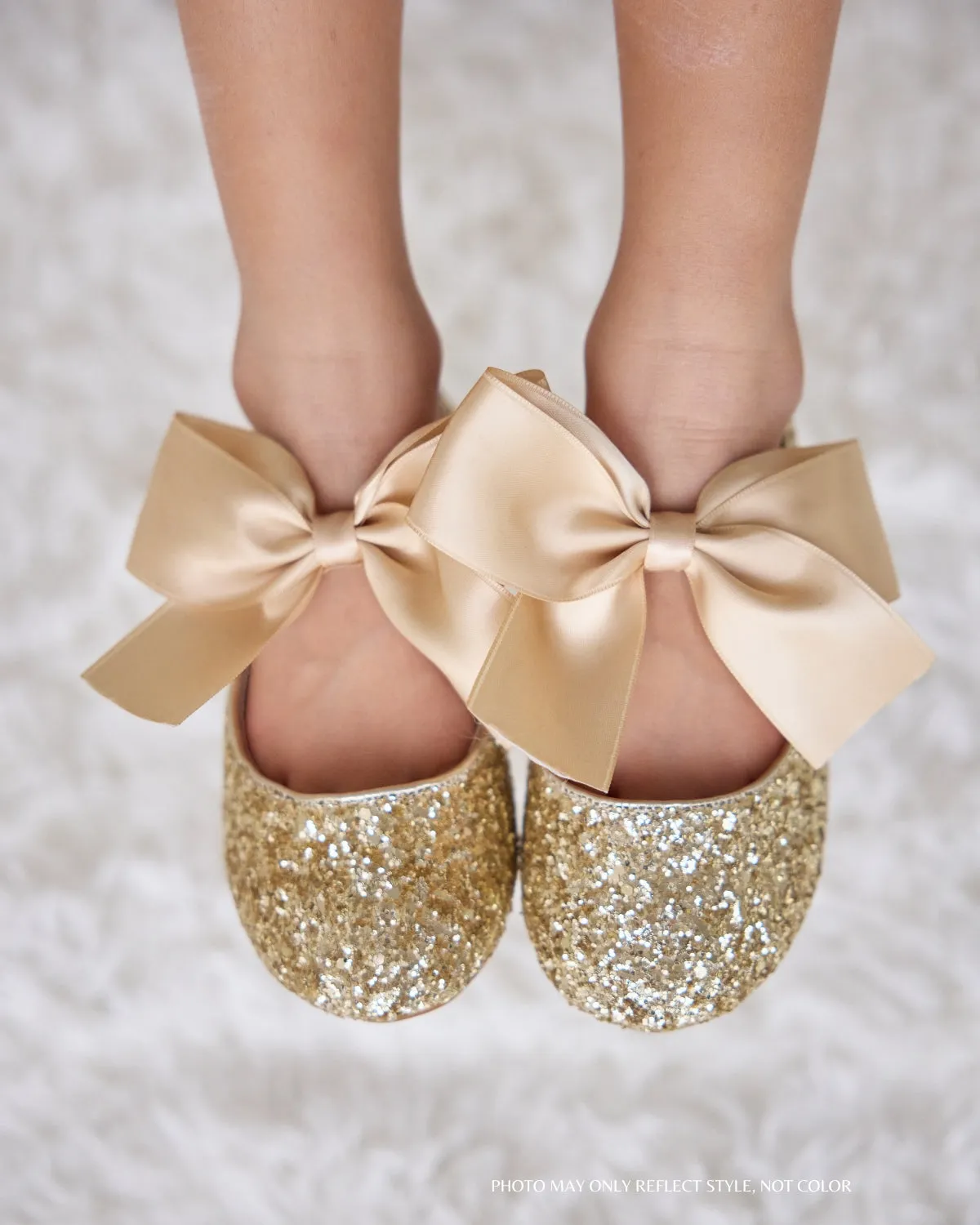 Rock Glitter Maryjane Flats with Satin Bow