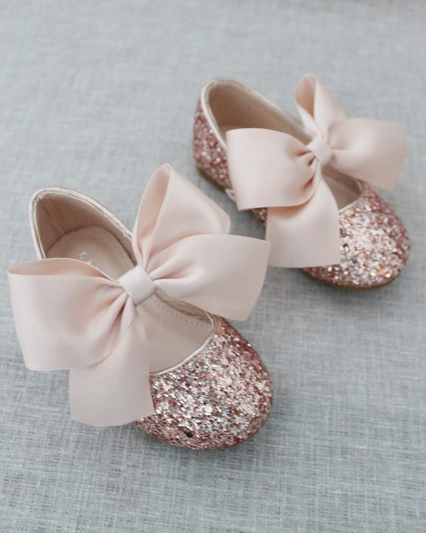 Rock Glitter Maryjane Flats with Satin Bow