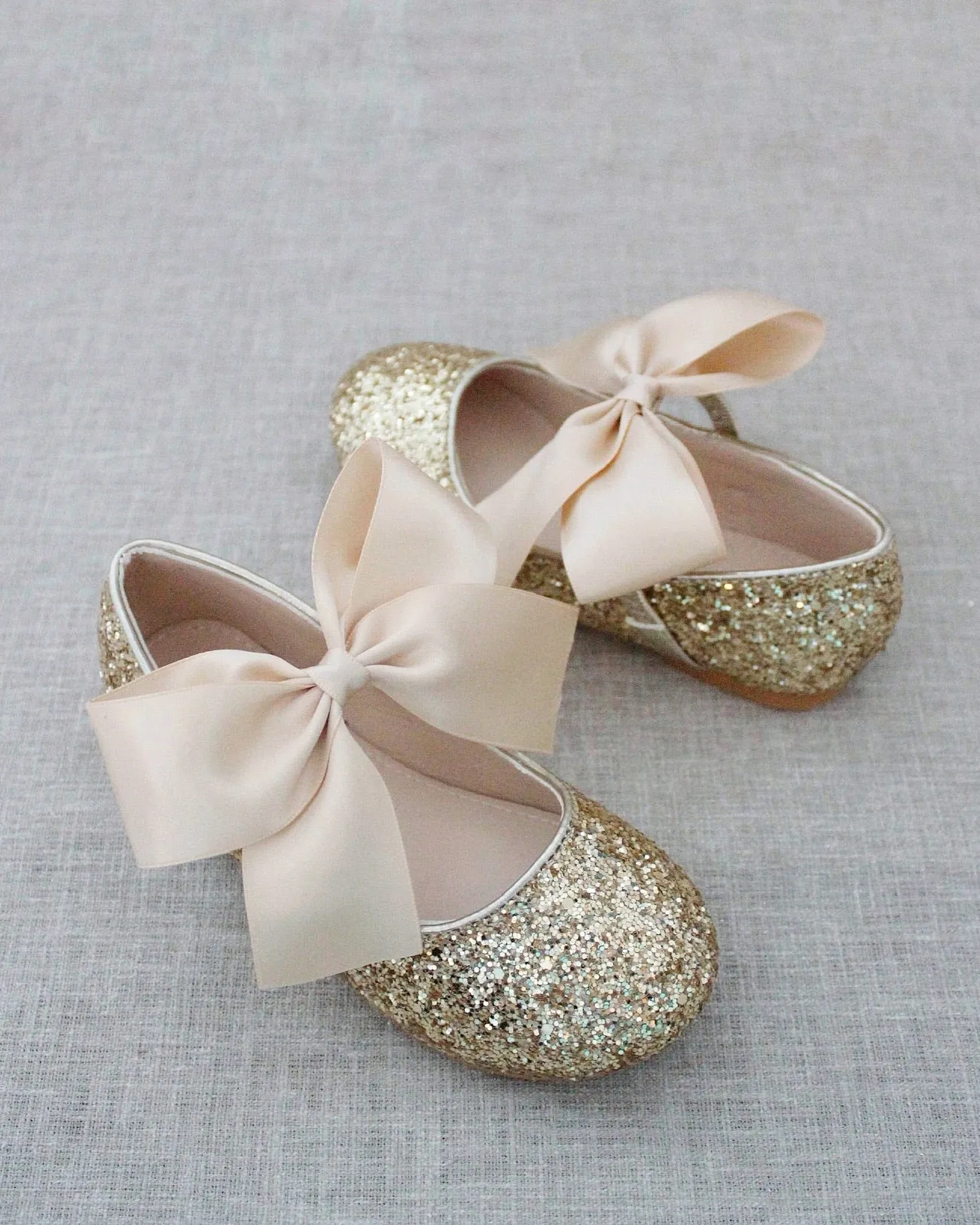 Rock Glitter Maryjane Flats with Satin Bow