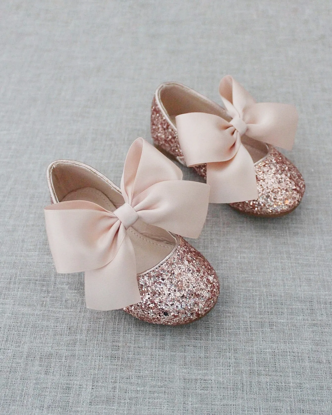 Rock Glitter Maryjane Flats with Satin Bow