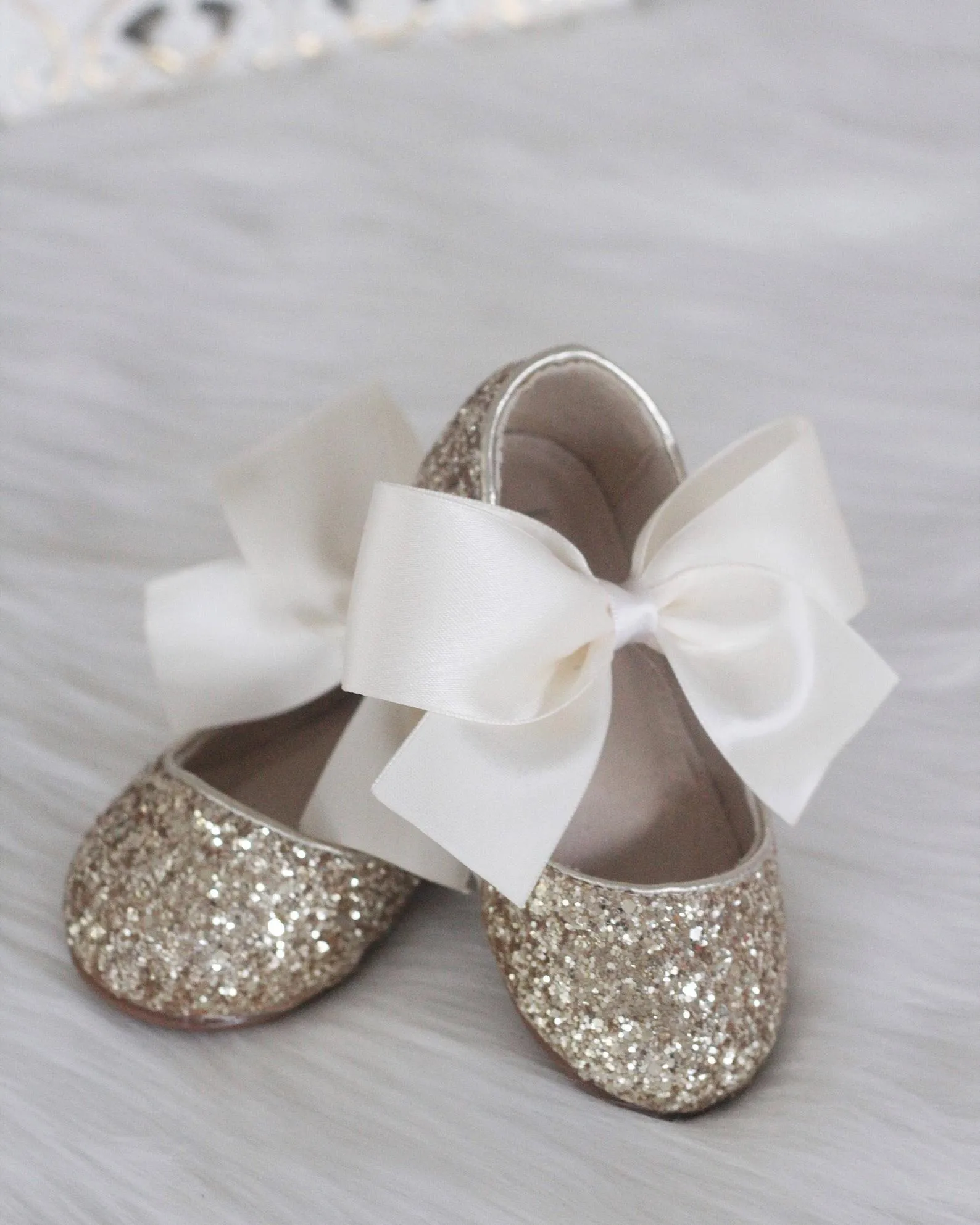 Rock Glitter Maryjane Flats with Satin Bow