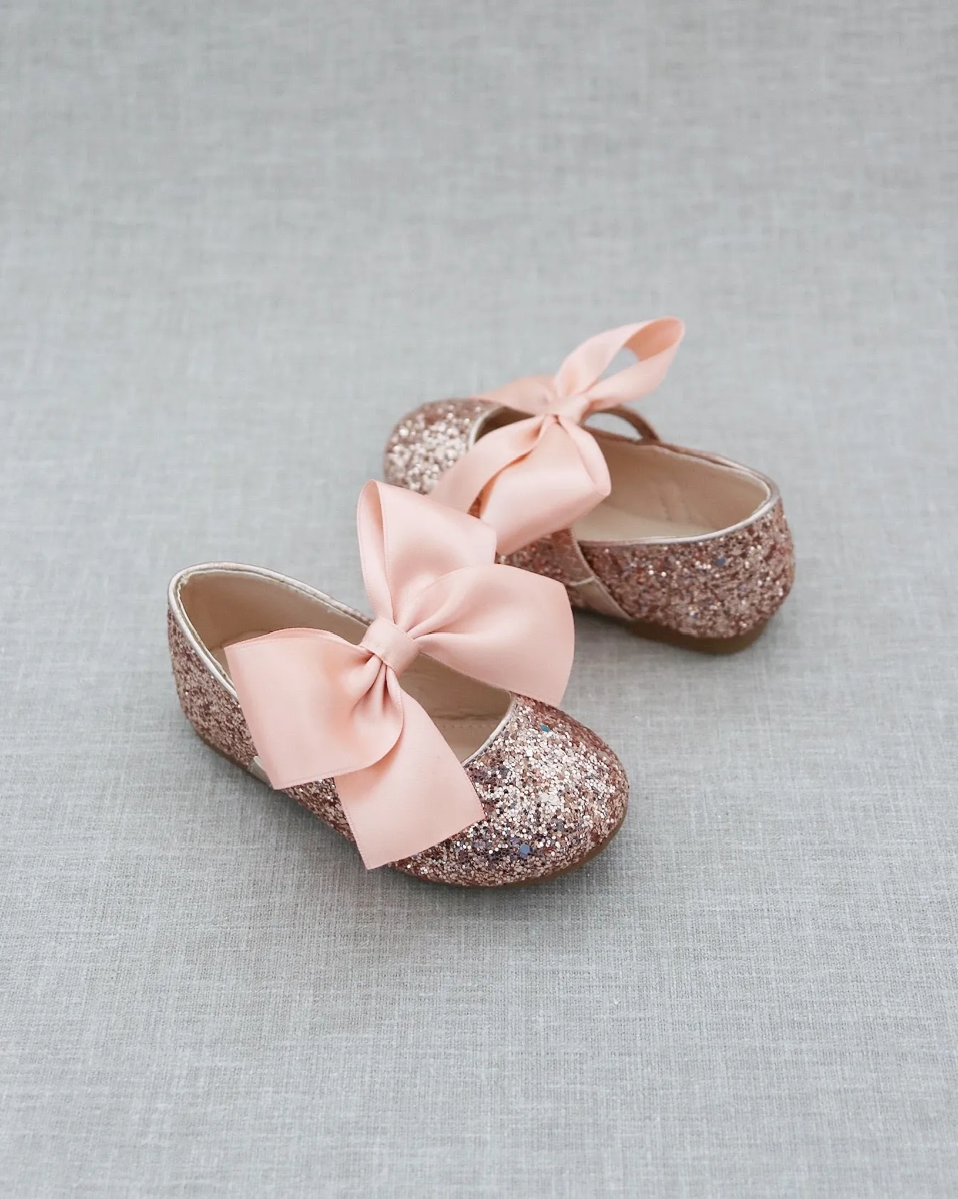 Rock Glitter Maryjane Flats with Satin Bow