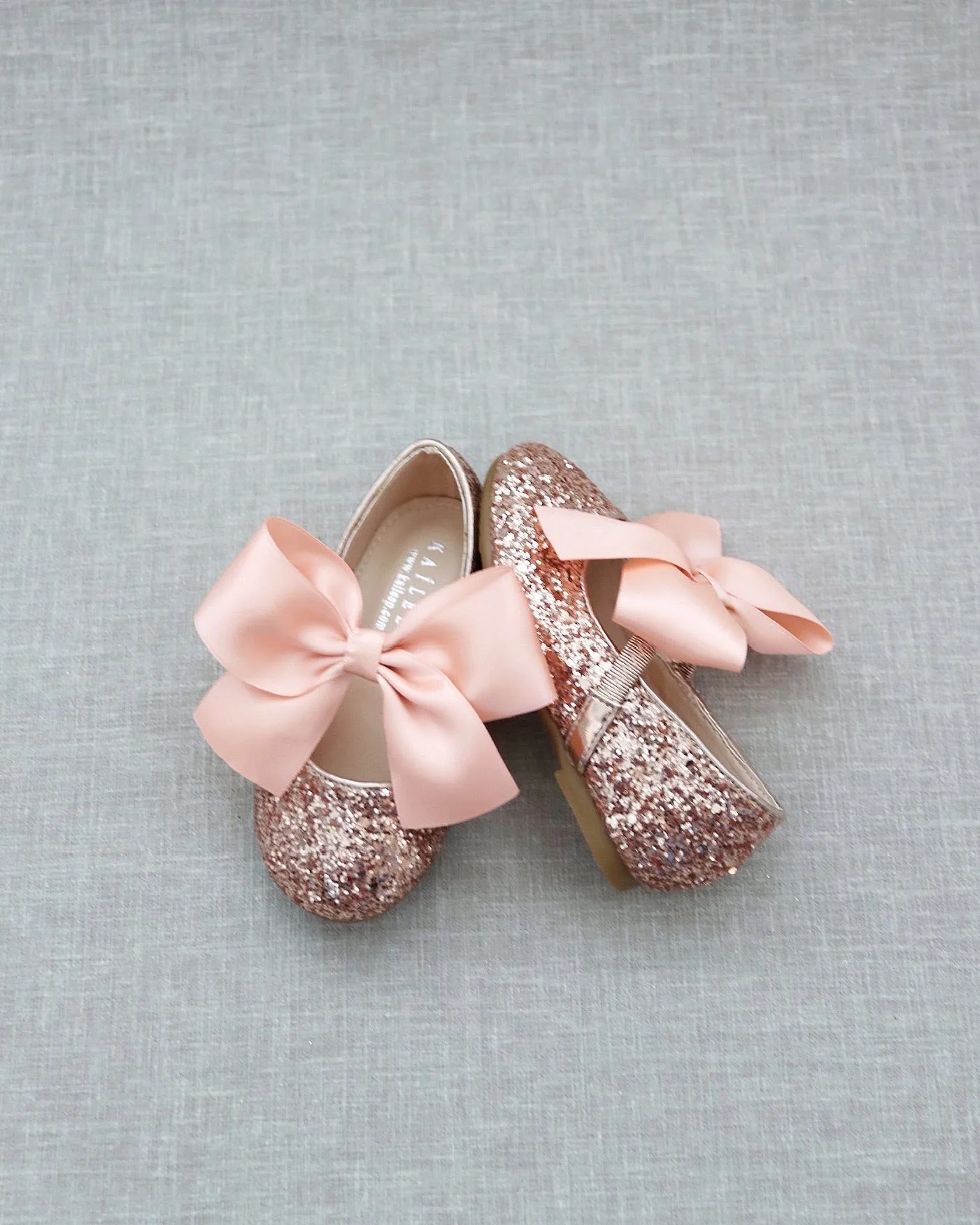 Rock Glitter Maryjane Flats with Satin Bow
