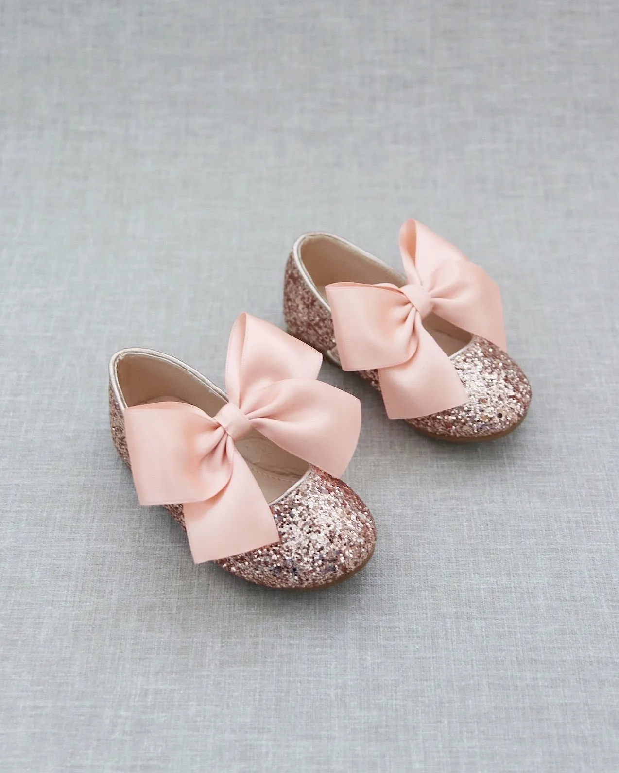 Rock Glitter Maryjane Flats with Satin Bow