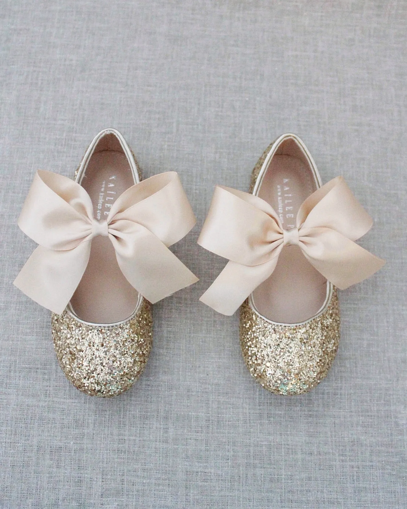 Rock Glitter Maryjane Flats with Satin Bow
