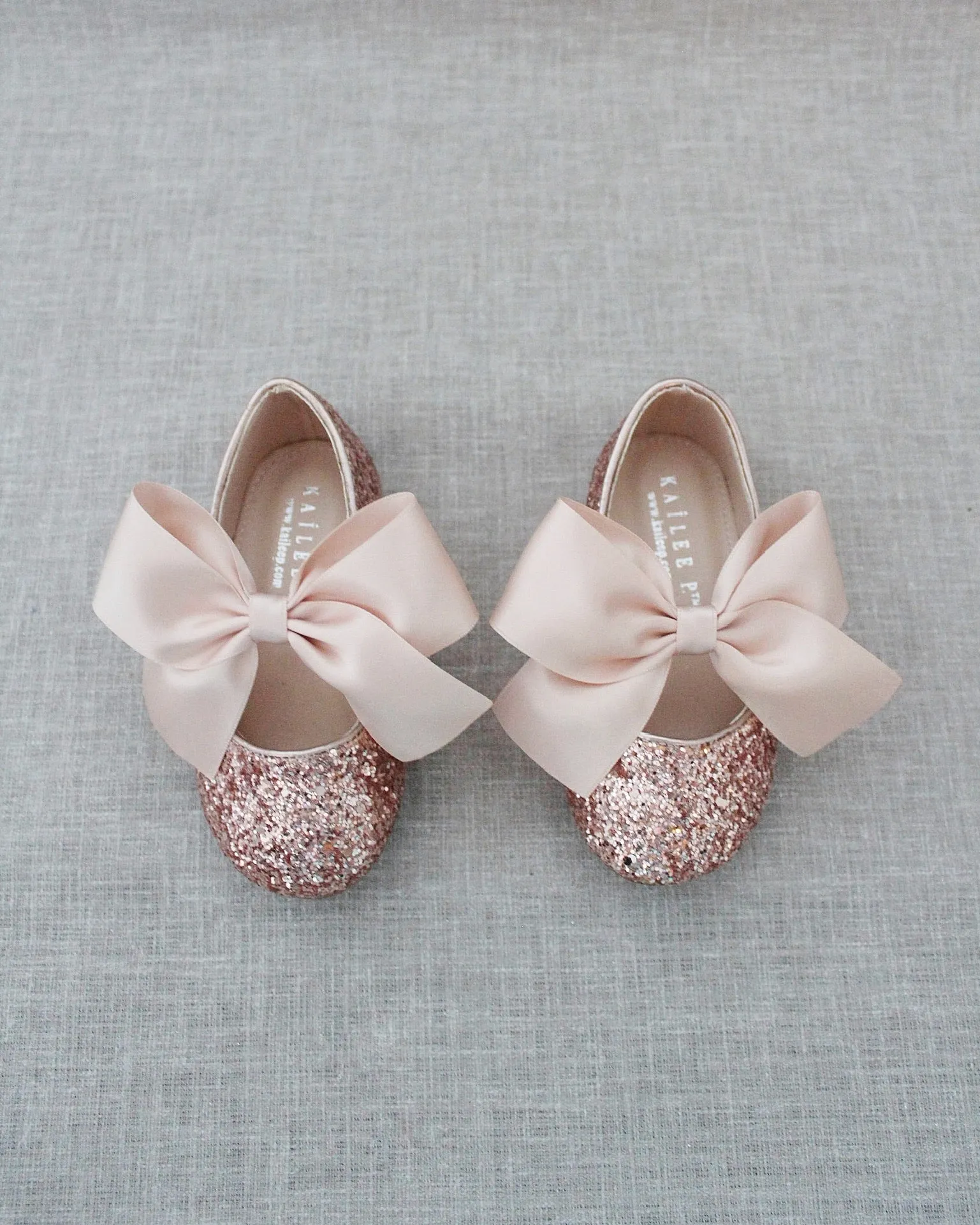 Rock Glitter Maryjane Flats with Satin Bow