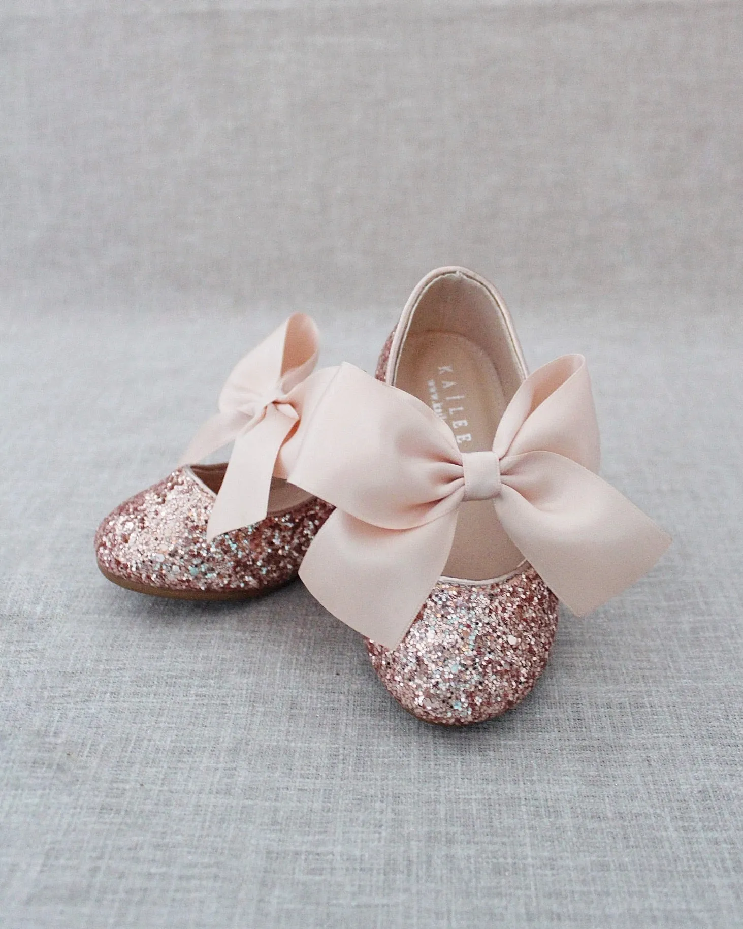 Rock Glitter Maryjane Flats with Satin Bow