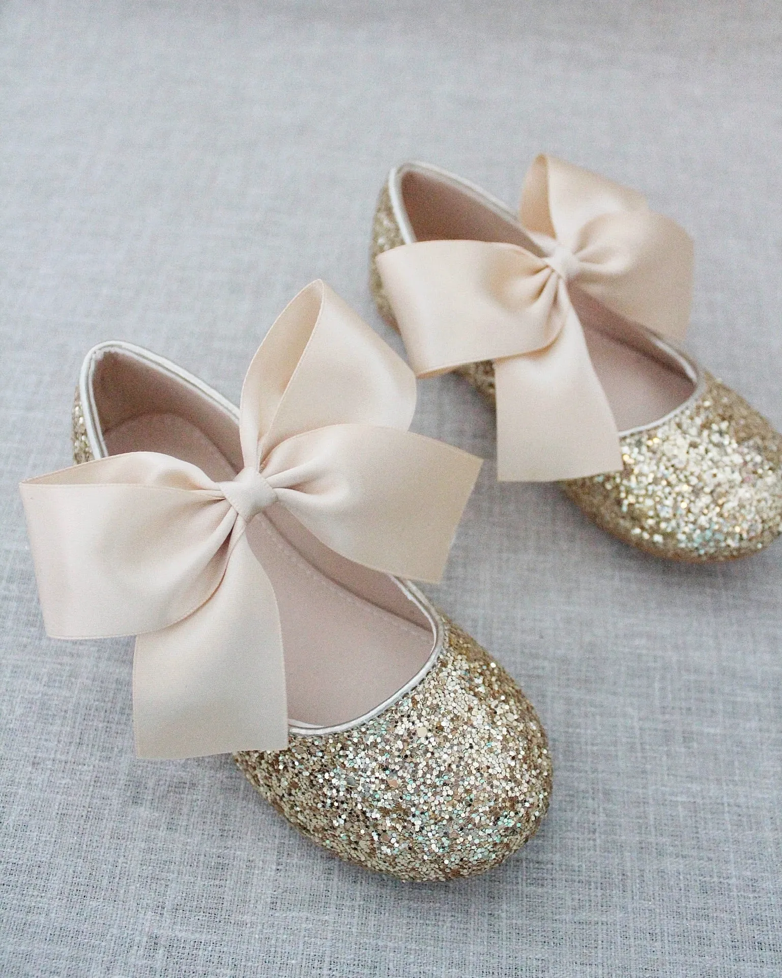 Rock Glitter Maryjane Flats with Satin Bow