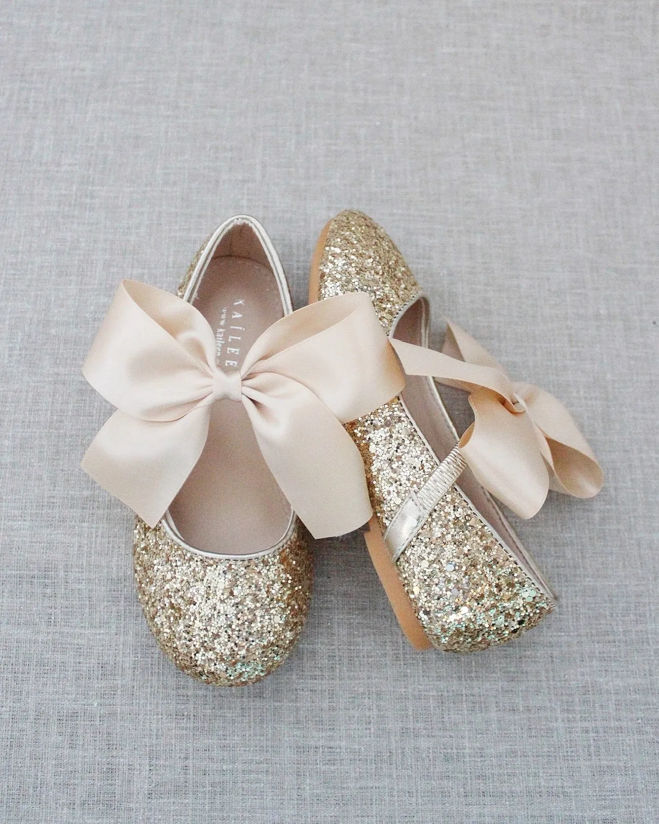 Rock Glitter Maryjane Flats with Satin Bow