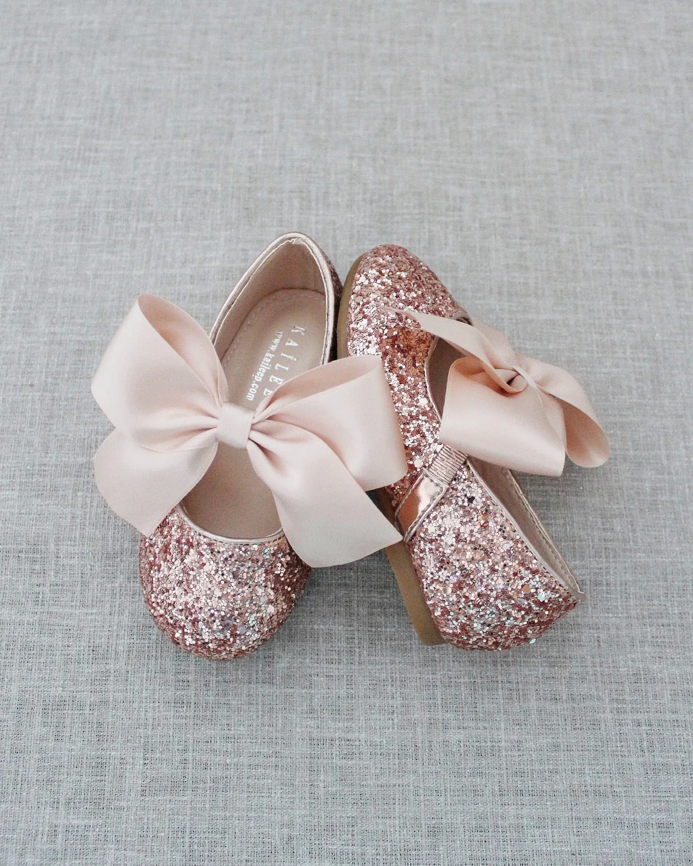 Rock Glitter Maryjane Flats with Satin Bow