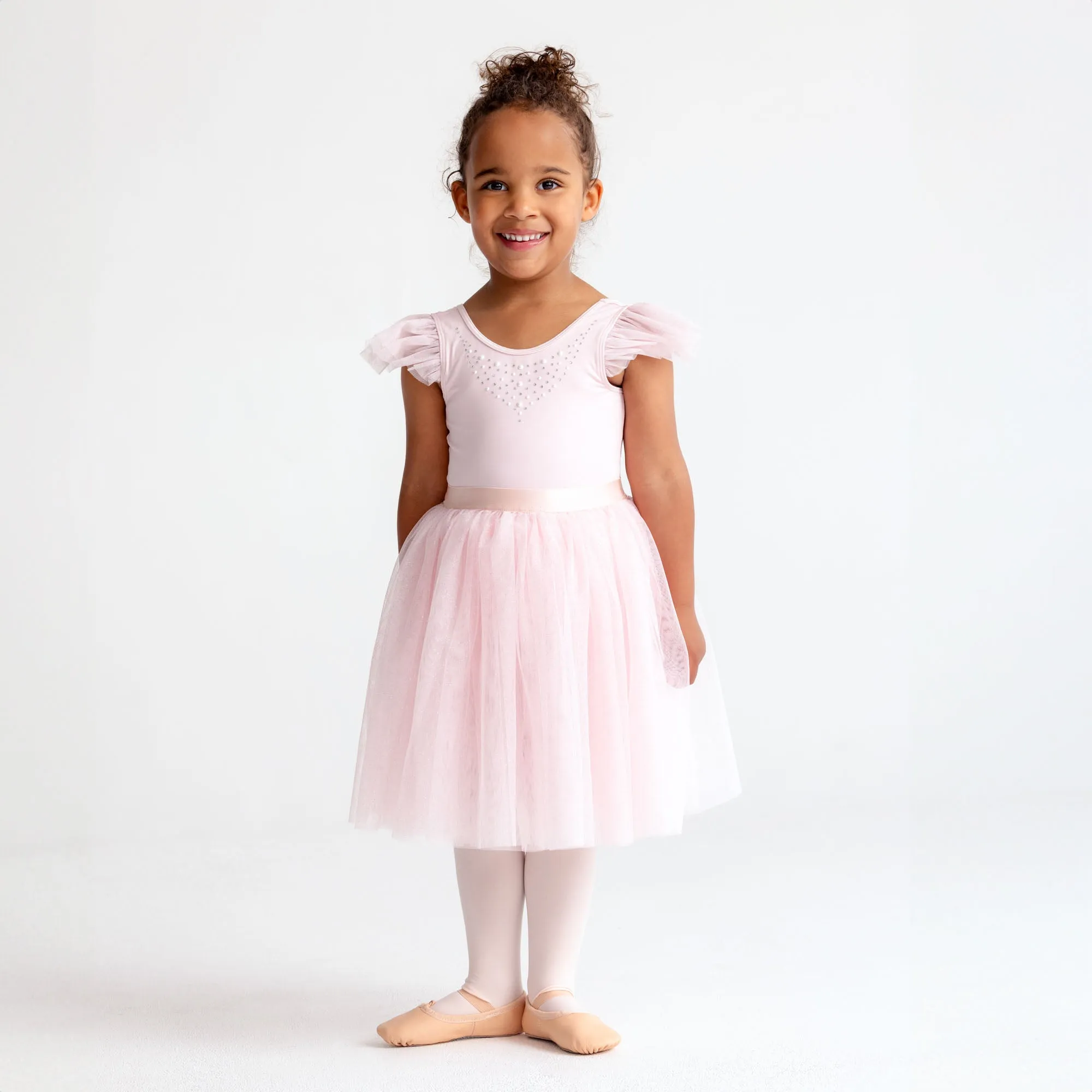 Rosalind: Long Tutu Skirt in Glitter Tulle with Bow