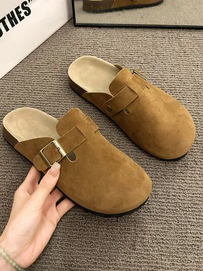 Round Toe Buckle Slip-Ons