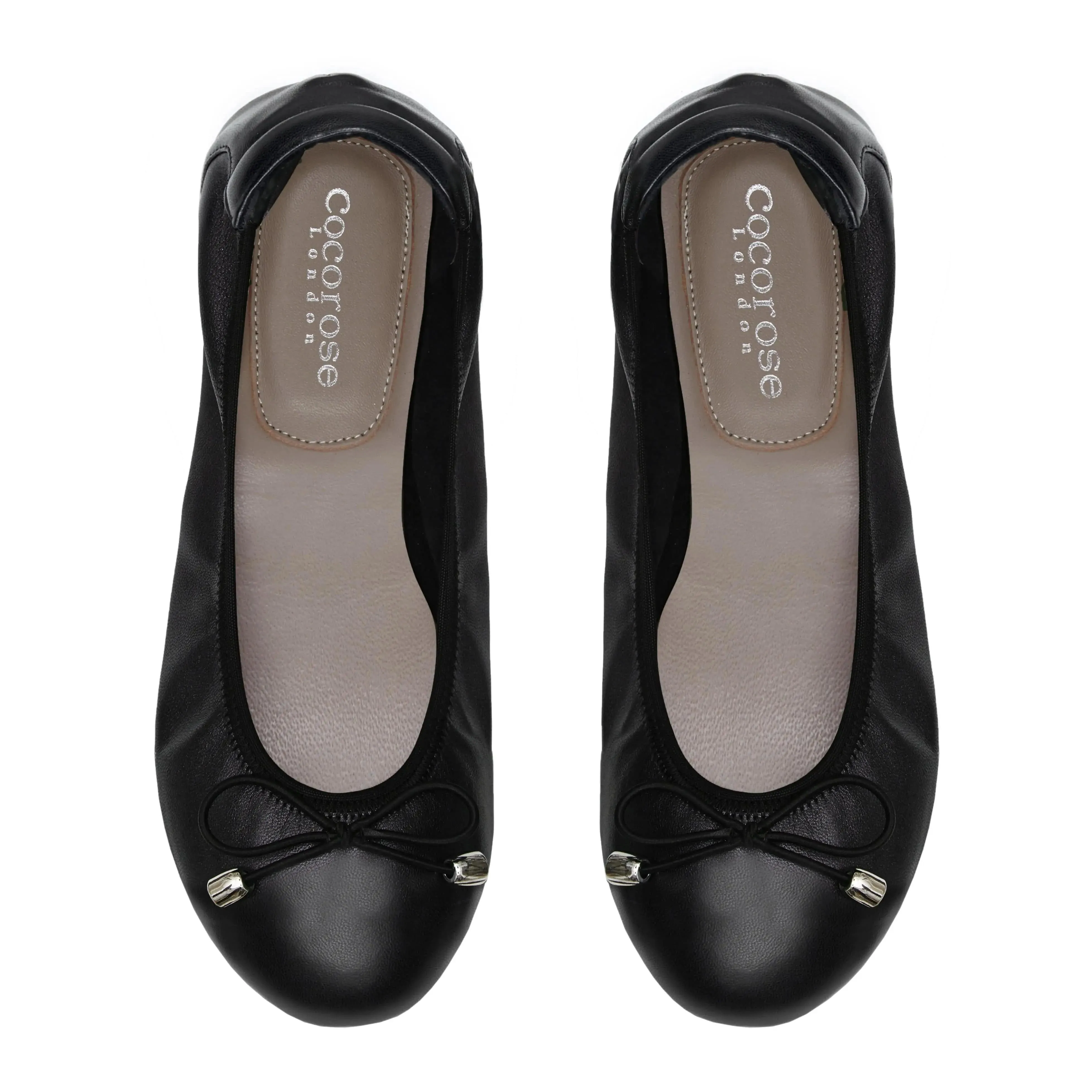 Sandringham - Black Leather Ballet Flats