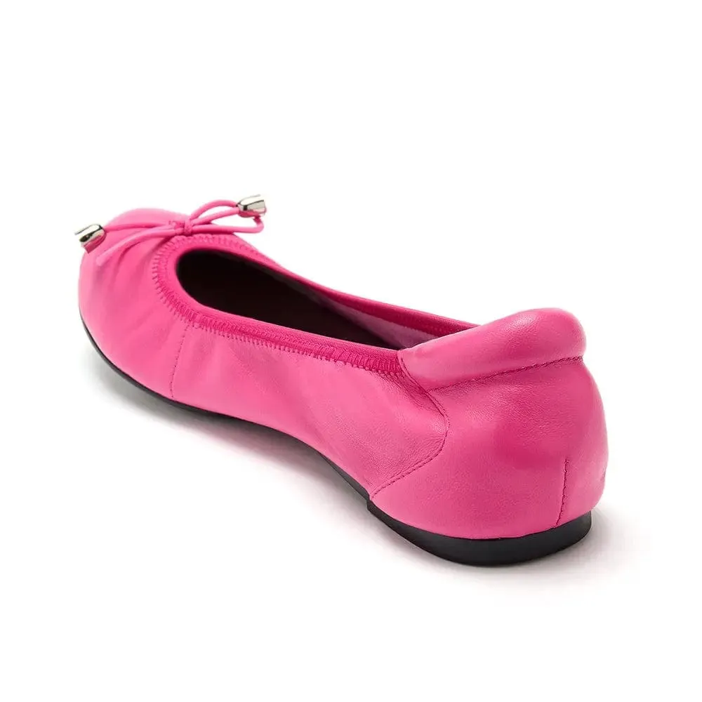Sandringham - Fuchsia Pink Leather Ballet Flats