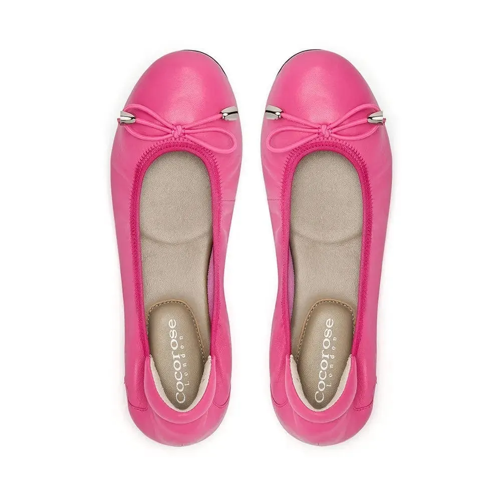 Sandringham - Fuchsia Pink Leather Ballet Flats