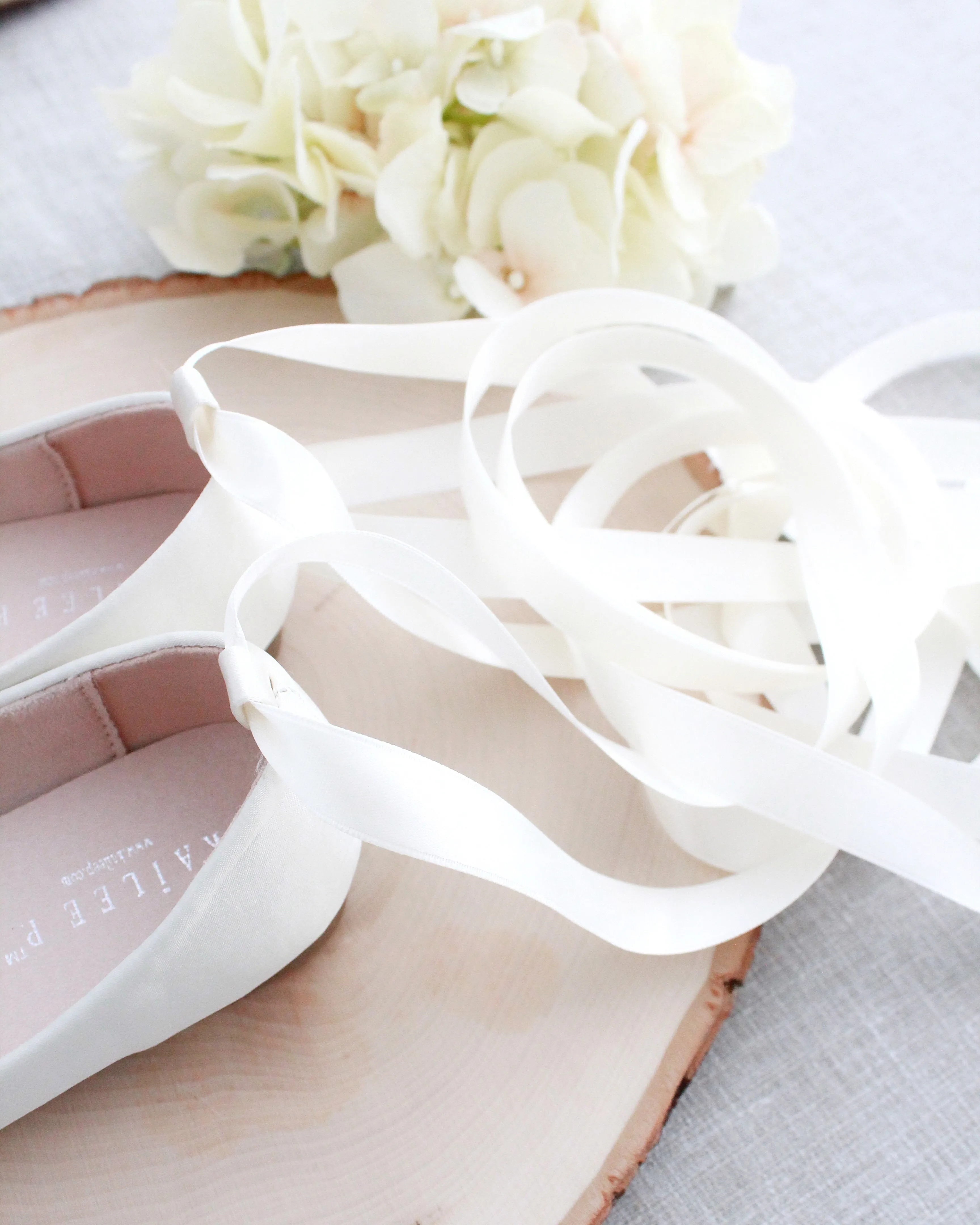 Satin Ballet Flats with Ankle Tie or Ballerina Lace Up