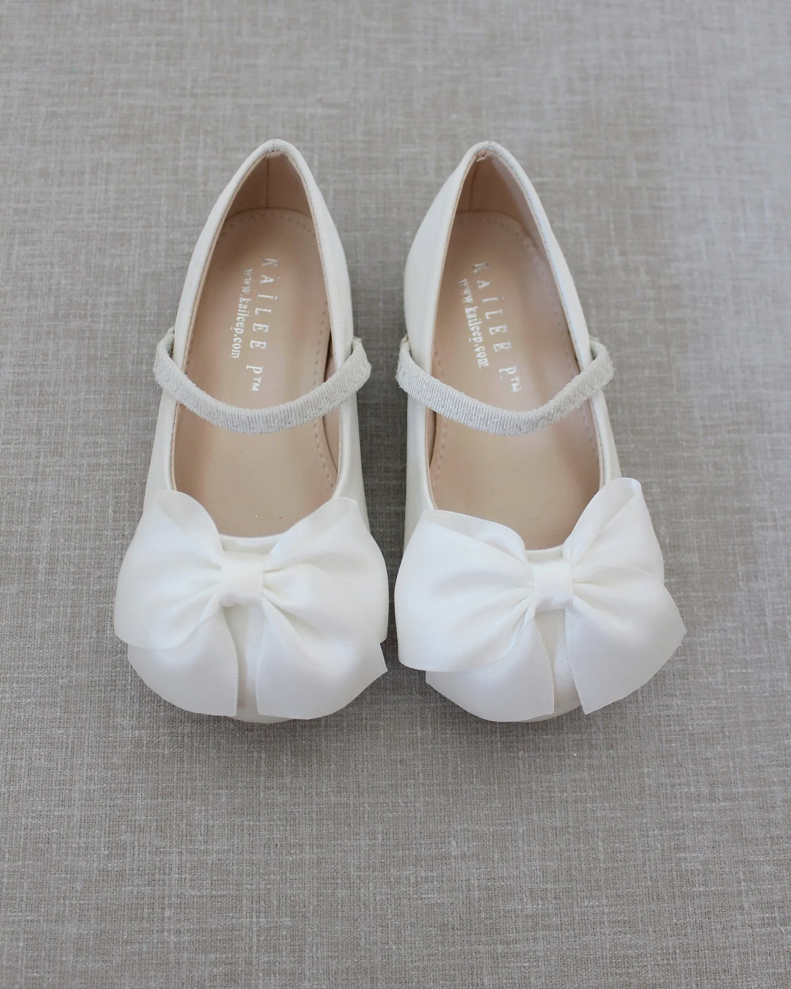 Satin Mary Jane Flats with Front Satin Bow