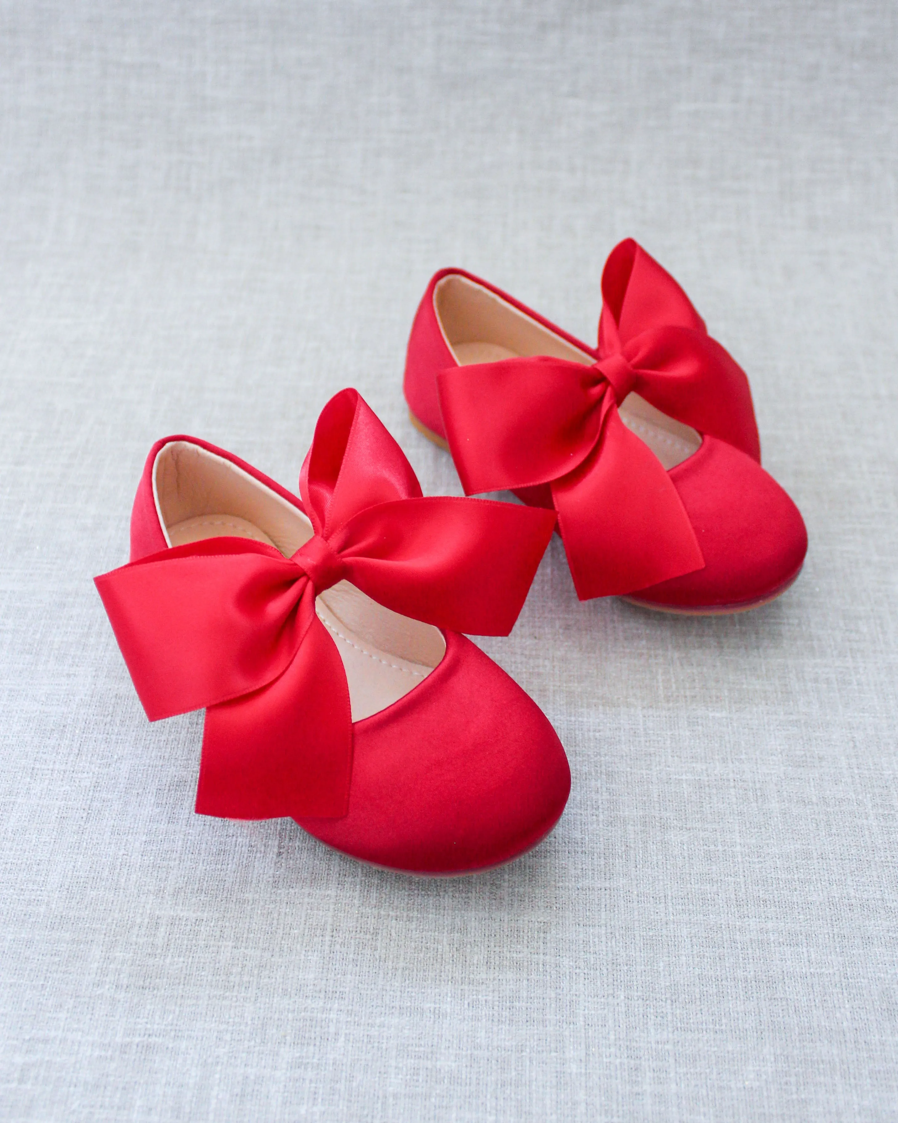 Satin Mary Jane Flats with Satin Bow