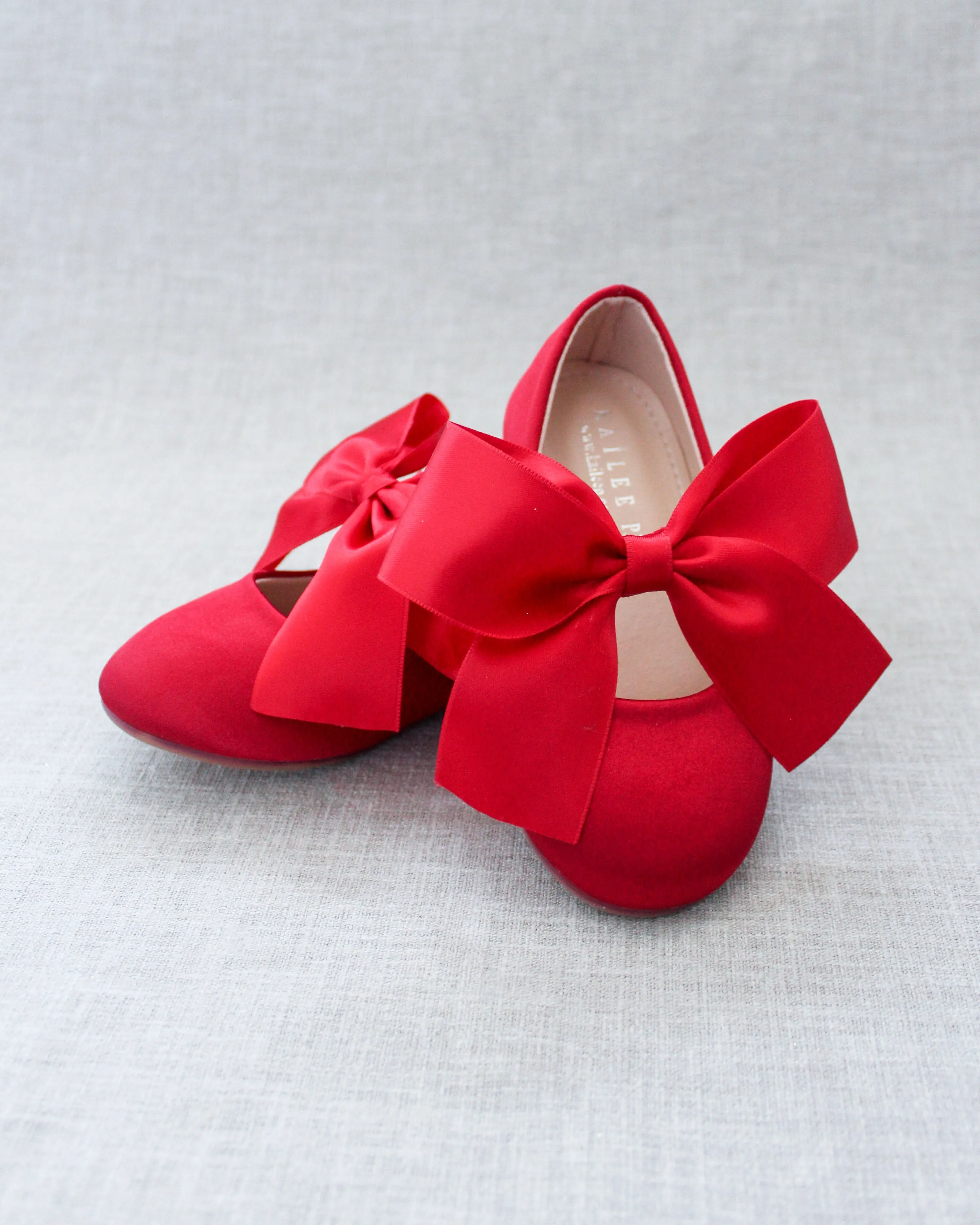 Satin Mary Jane Flats with Satin Bow