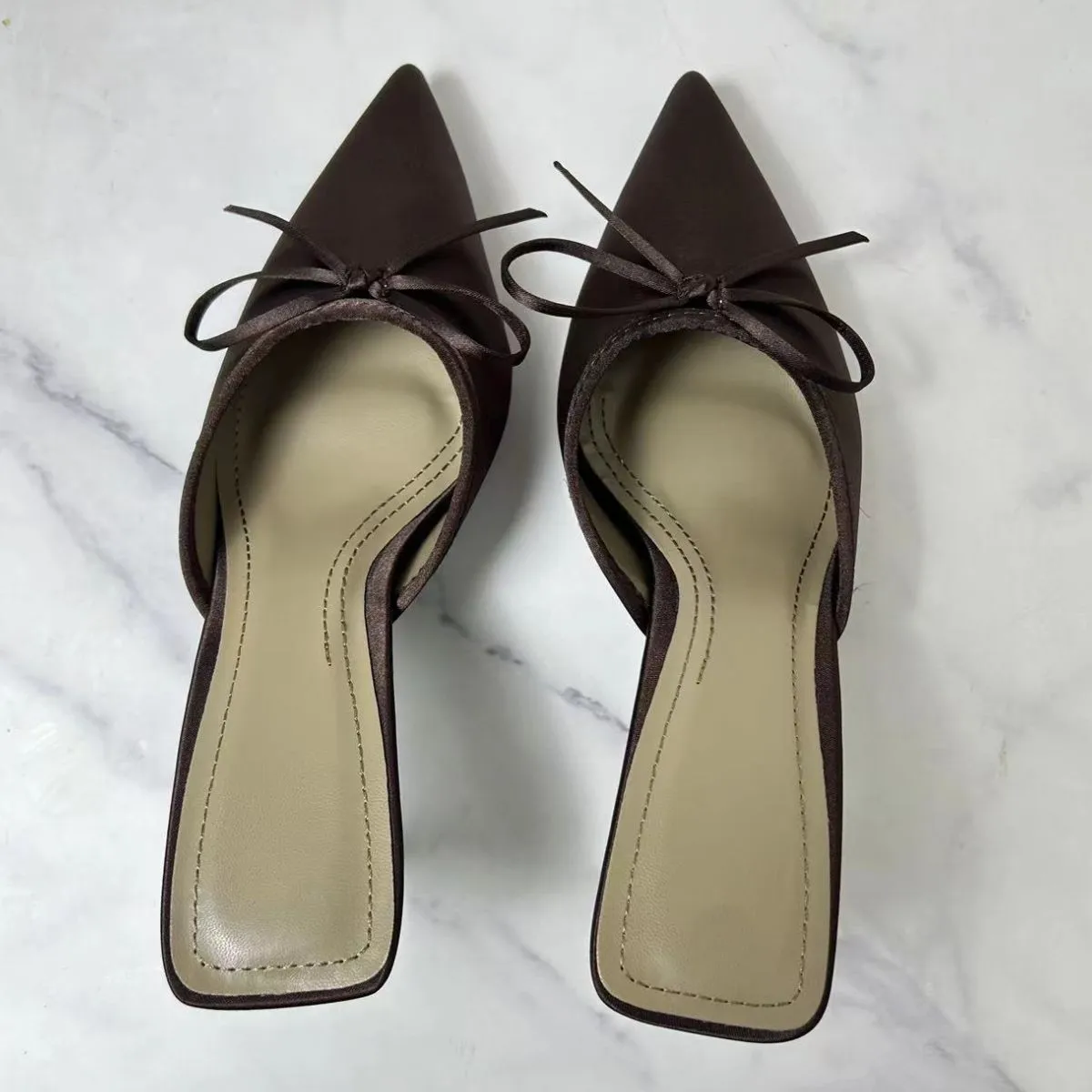 Satin Pointed Toe Pumps