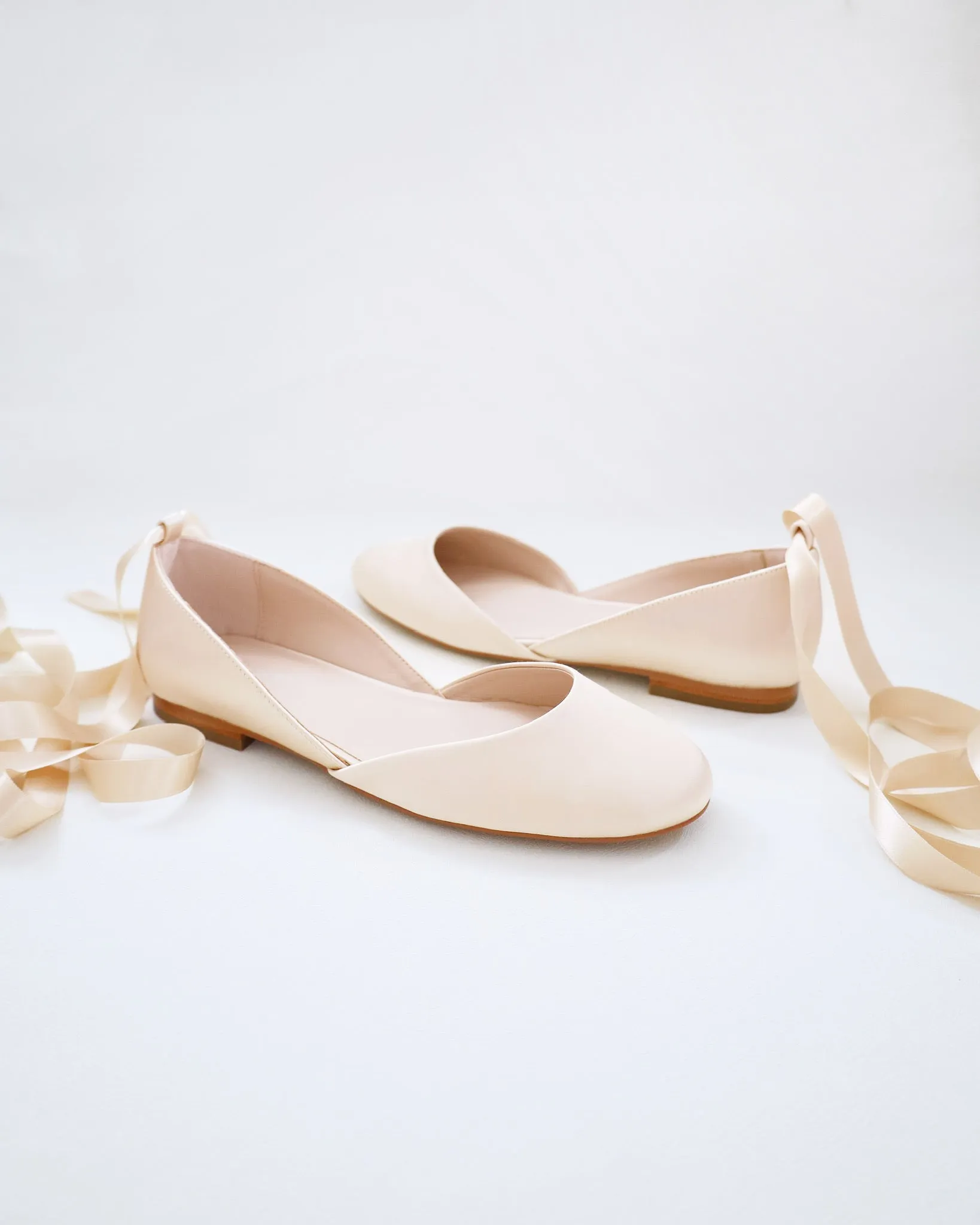 Satin Round Toe Evening Flat with Ballerina Lace Up