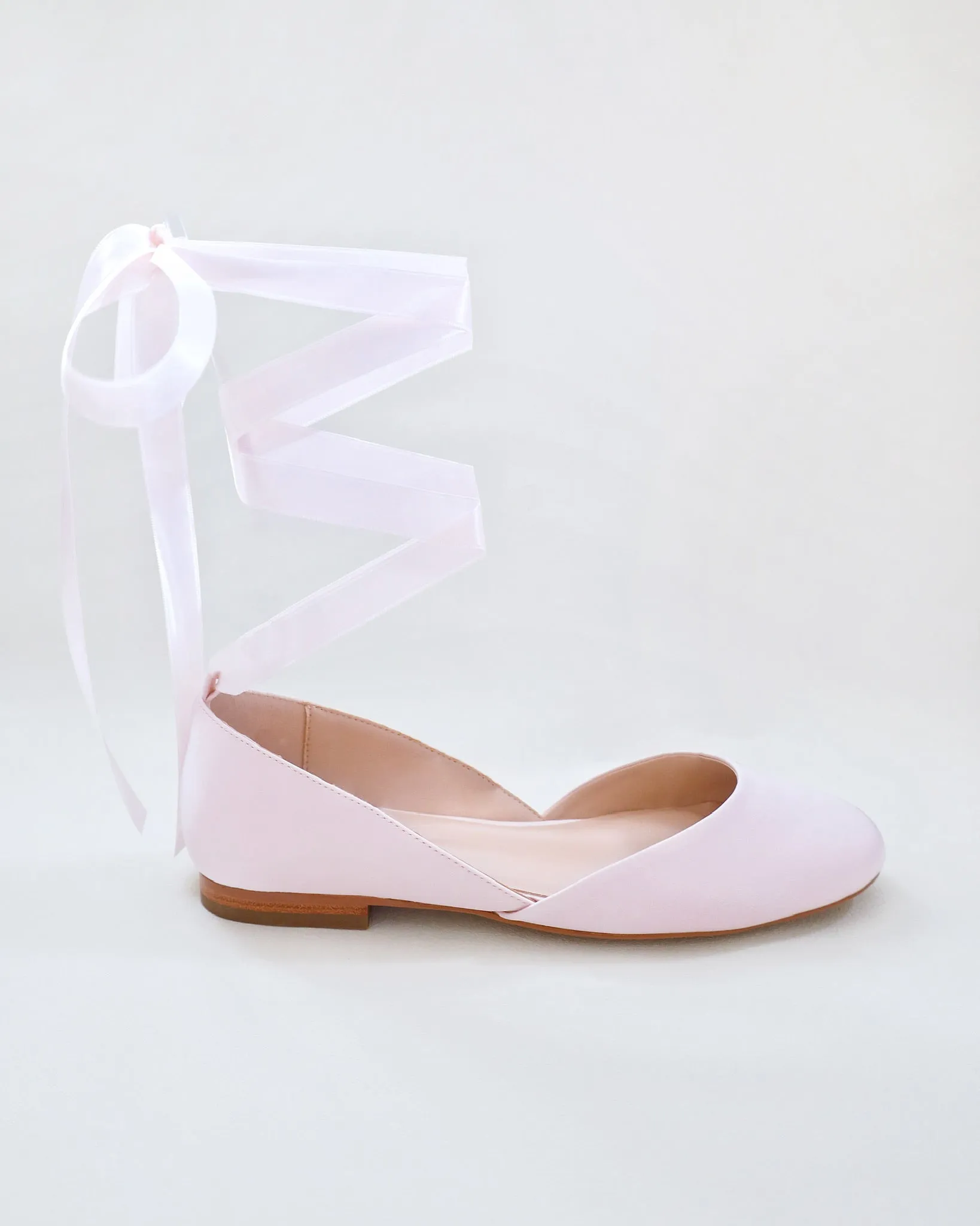 Satin Round Toe Evening Flat with Ballerina Lace Up