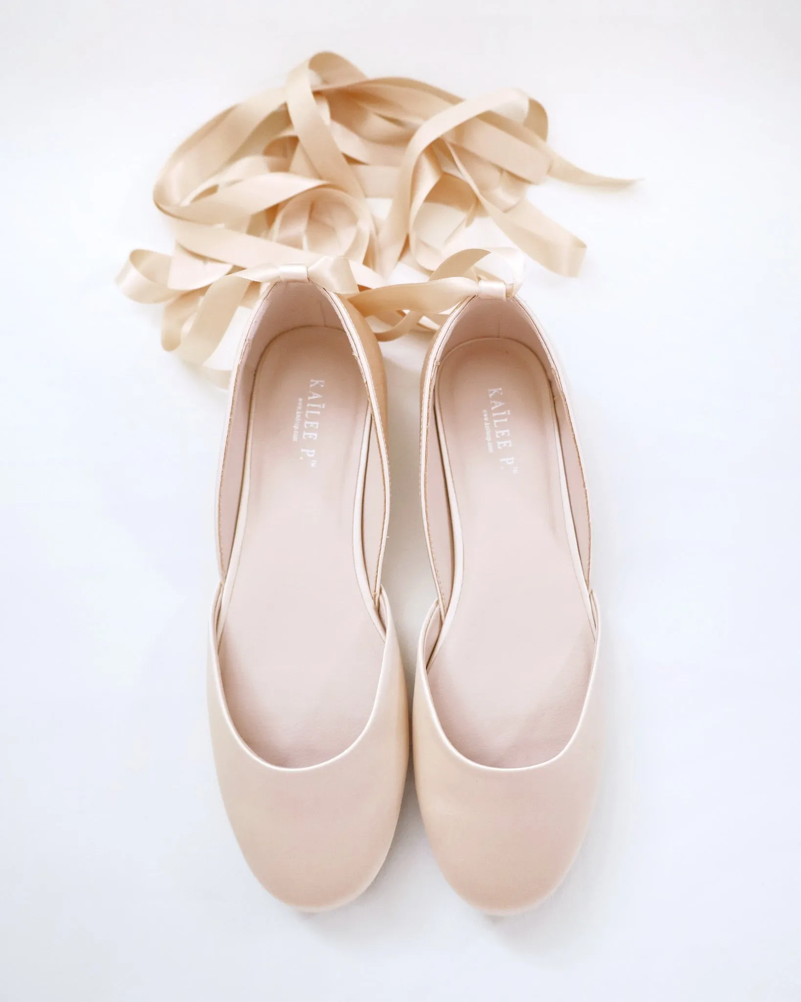Satin Round Toe Evening Flat with Ballerina Lace Up