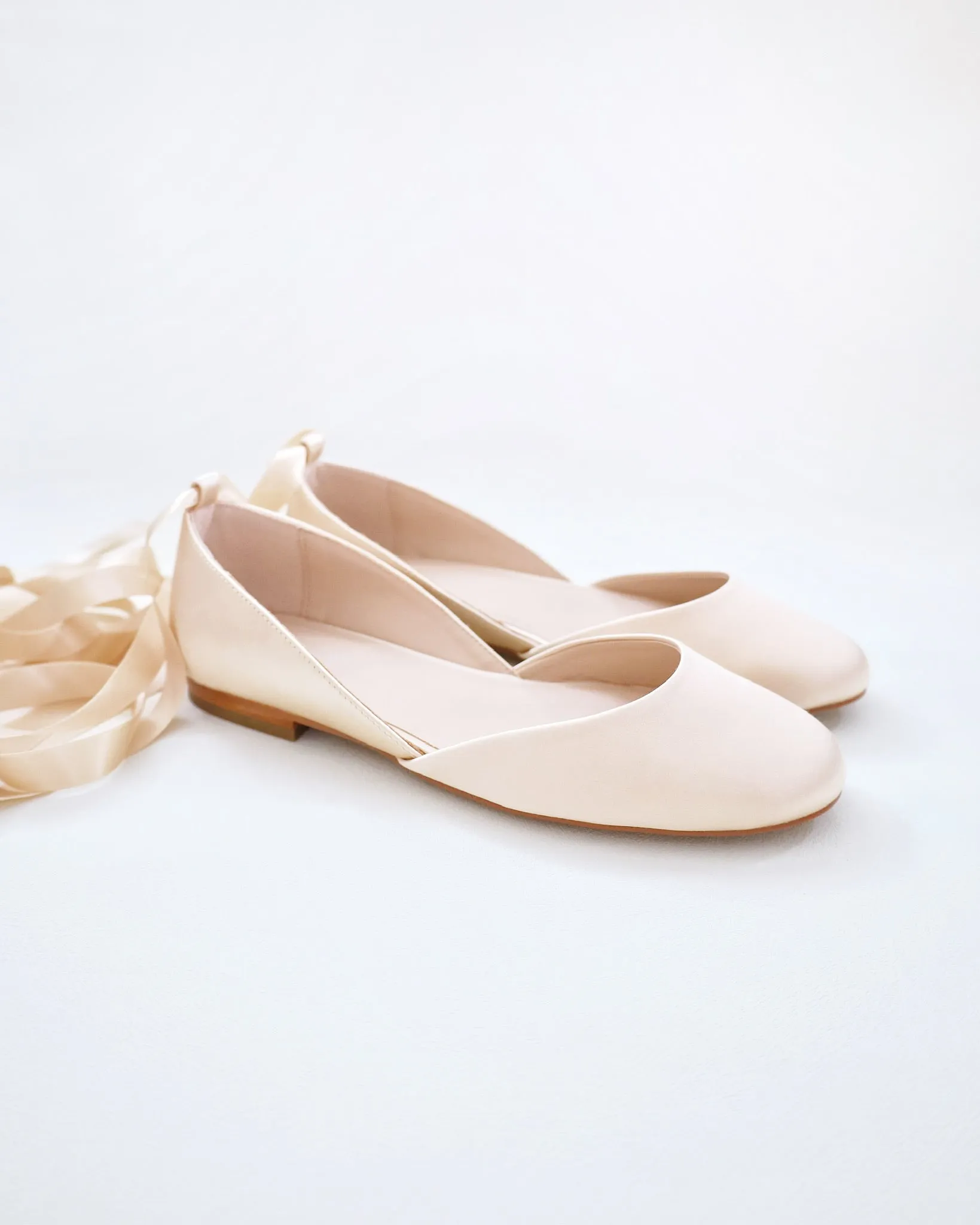 Satin Round Toe Evening Flat with Ballerina Lace Up